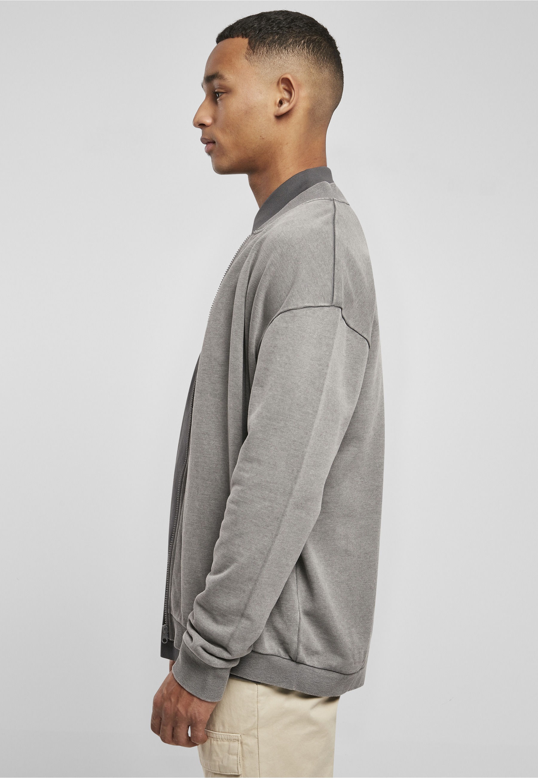 URBAN CLASSICS Bomberjacke »Urban Classics Herren Washed Sweat Bomber« 1 Stk. tlg. ohne Kapuze