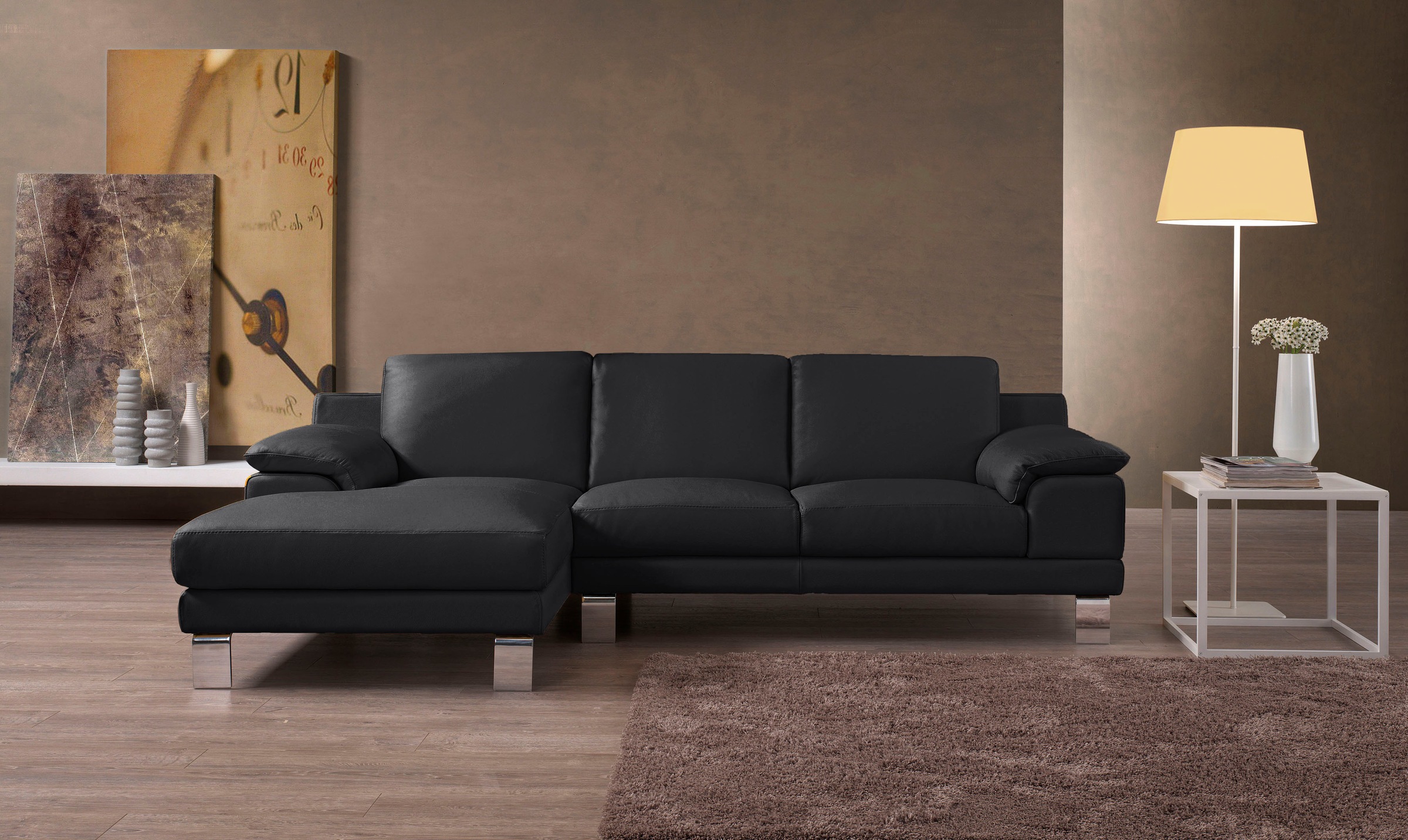 Egoitaliano Ecksofa »Shakira, Design und super Sitzkomfort auf hohem Niveau, tolle Details«, mit Recamiere, L-Form, edle Füße