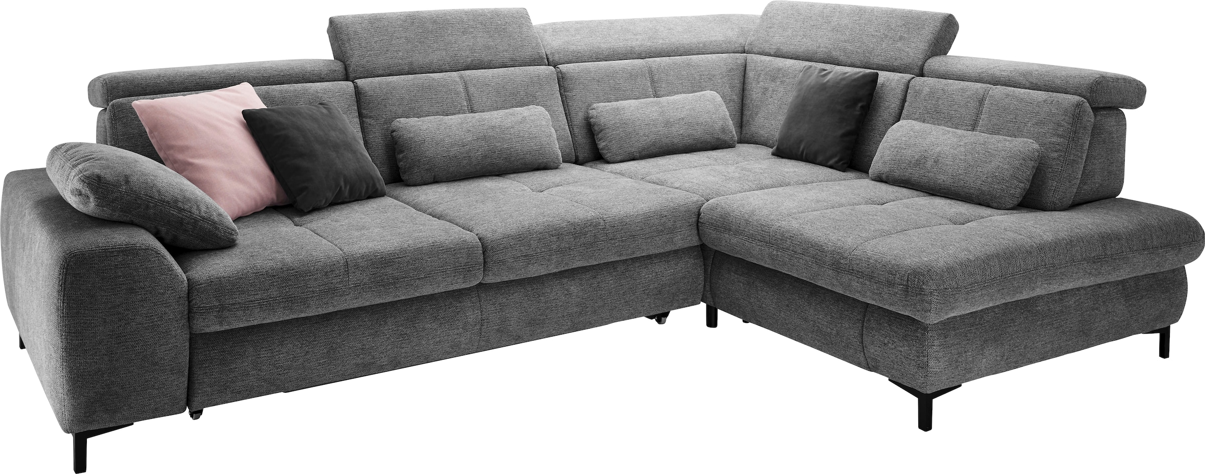set one by Musterring Ecksofa »SO 3400 Sitzhöhe 47cm oder 49cm, Sitztiefe verstellbar, B/T 317/220 cm«, Kaltschaumpolsterung, Flachgewebe, whlw. mit Funktionen, Sitzhöhe 47
