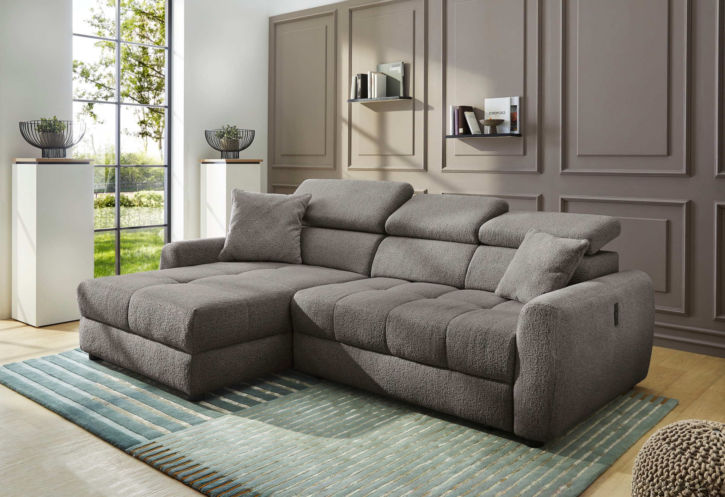 Jockenhöfer Gruppe Ecksofa »Move L-Form, B: 270 cm, mit 60 cm elektr. Sitztiefenverstellung« 140kg Belastbarkeit je Sitz, Kopfteilverstellung & USB-Anschluss