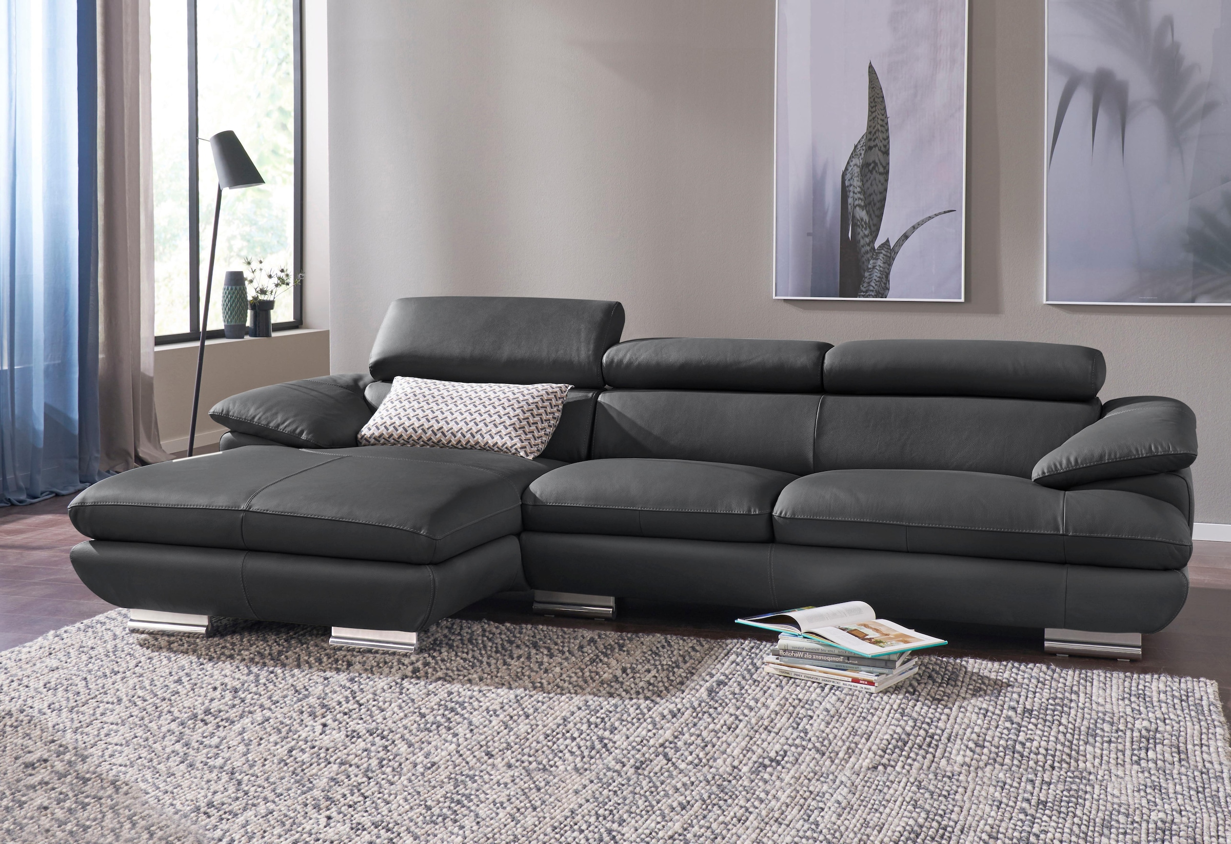 CALIA ITALIA Ecksofa »Magic, ein italienisches Sofa zum Träumen, erstklassiger Sitzkomfort«, mit verstellbaren Kopfteilen, in 2 Lederqualitäten