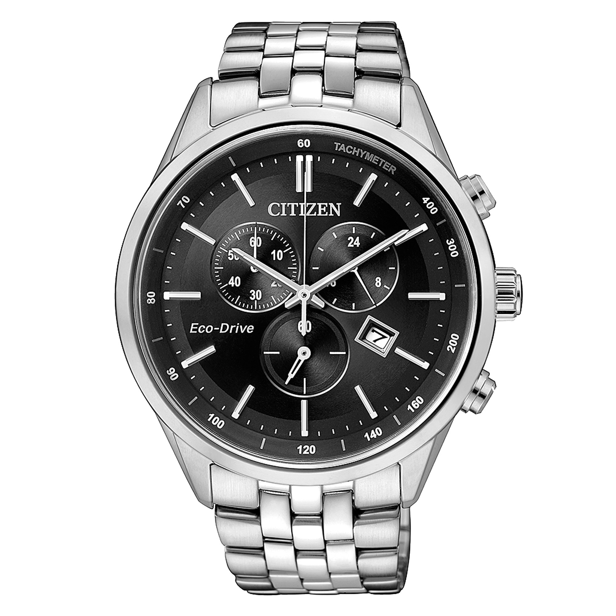 Citizen Chronograph Armbanduhr, Herrenuhr, Solar, Stoppfunktion, Edelstahlarmband
