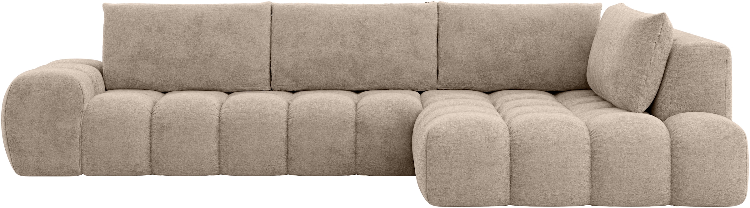 OTTO home Ecksofa »AZITA Designsofa, elegant und bequem L-Form, Bubble-Optik« lose Rückenkissen, traumhafte Steppung, Maße B/T/H: 352/210/72 cm