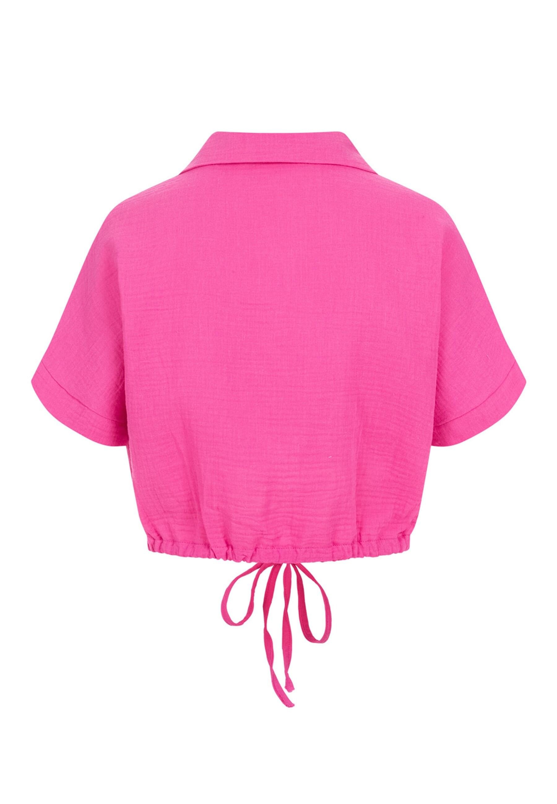 CLOUD 5IVE Klassische Bluse »CLOUD 5IVE Cropped Baumwoll Bluse mit Knopfleiste & Tunnelzug«