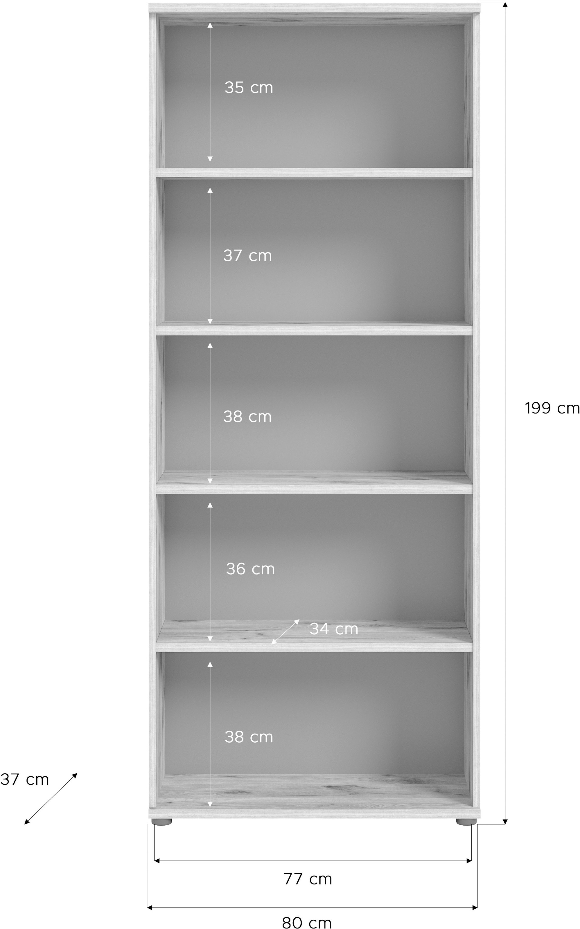 INOSIGN Aktenregal »Riga«, Büroregal, Stauraumregal, in 2 Breiten, Höhe 199 cm, 5 Fächer