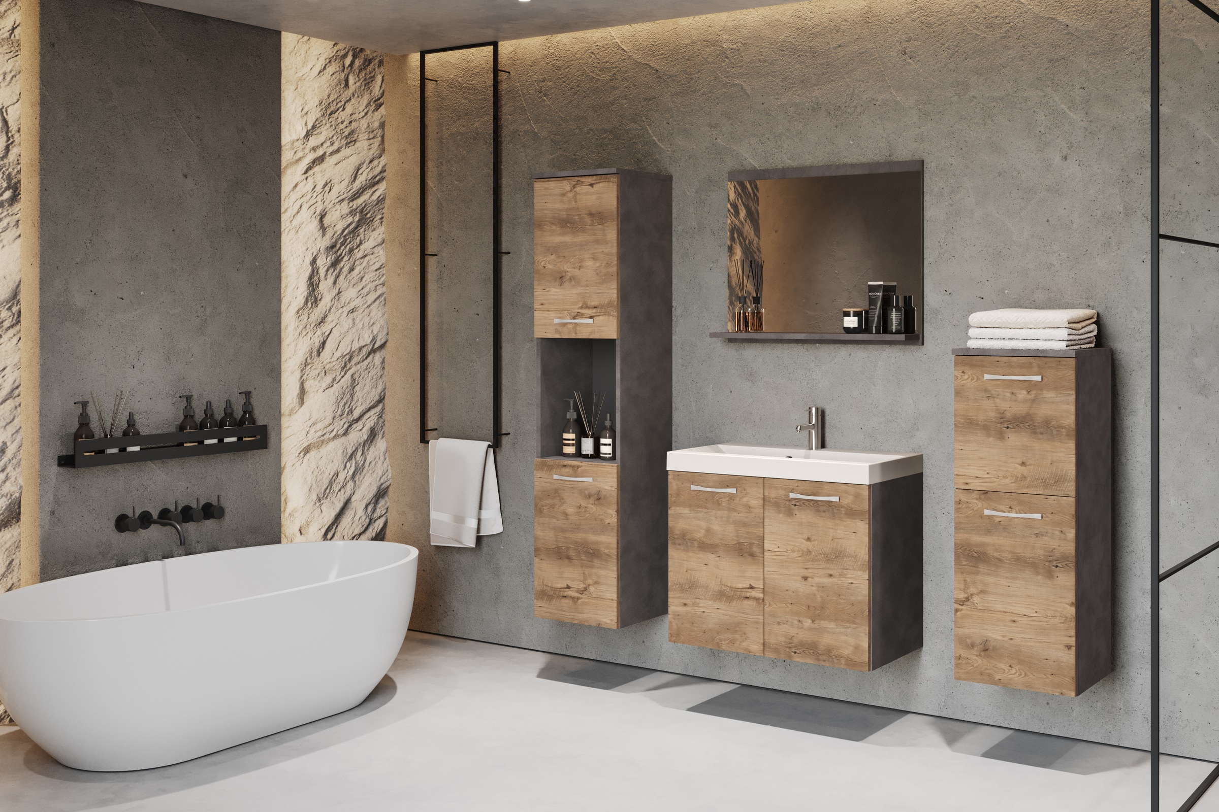 welltime Badmöbel-Set »PARLA« Komplett-Set, 5 Stk. tlg. günstig online kaufen