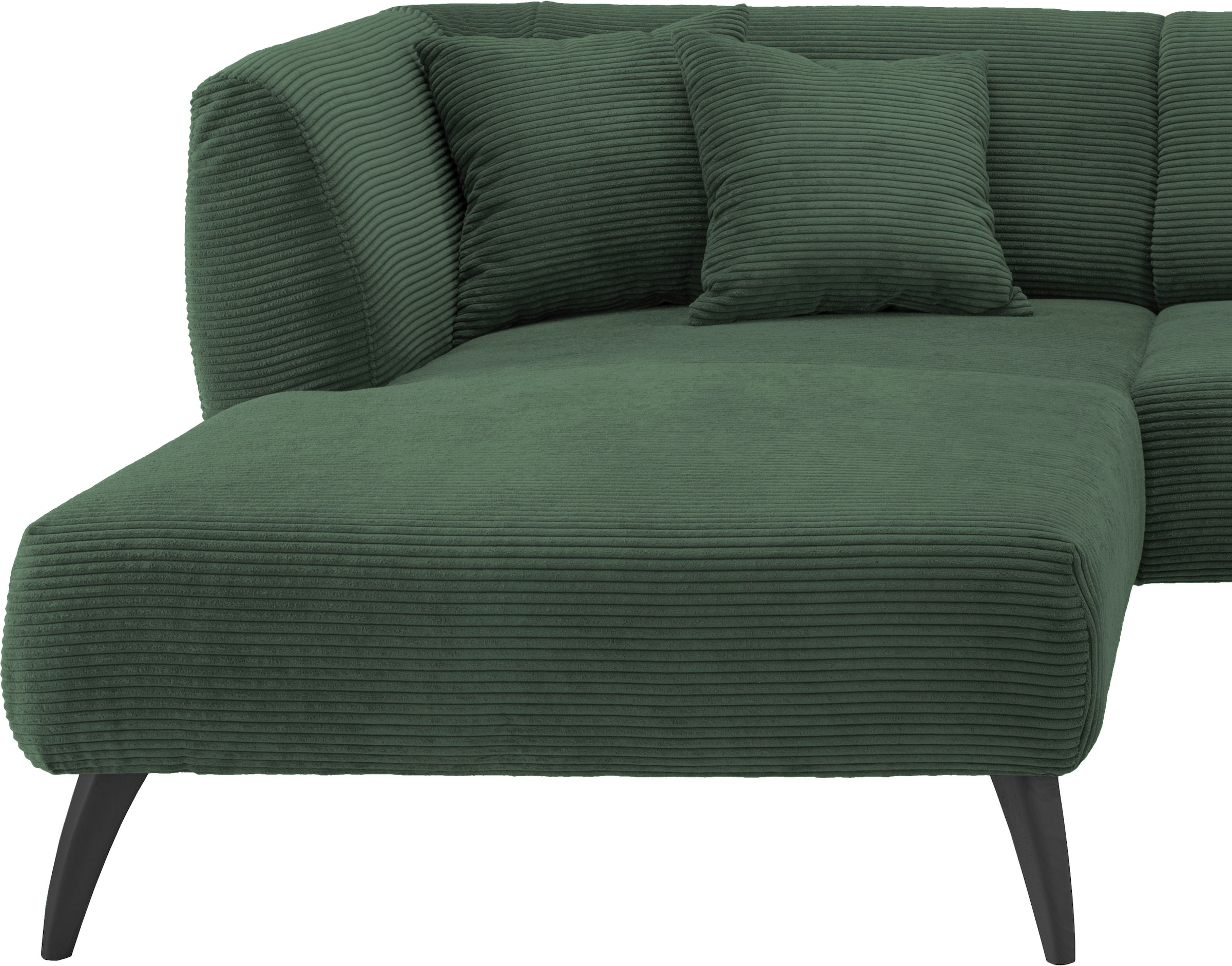 INOSIGN Ecksofa »Colori L-Form«, Holzfußfarbe wählbar, inkl. 4x Zierkissen