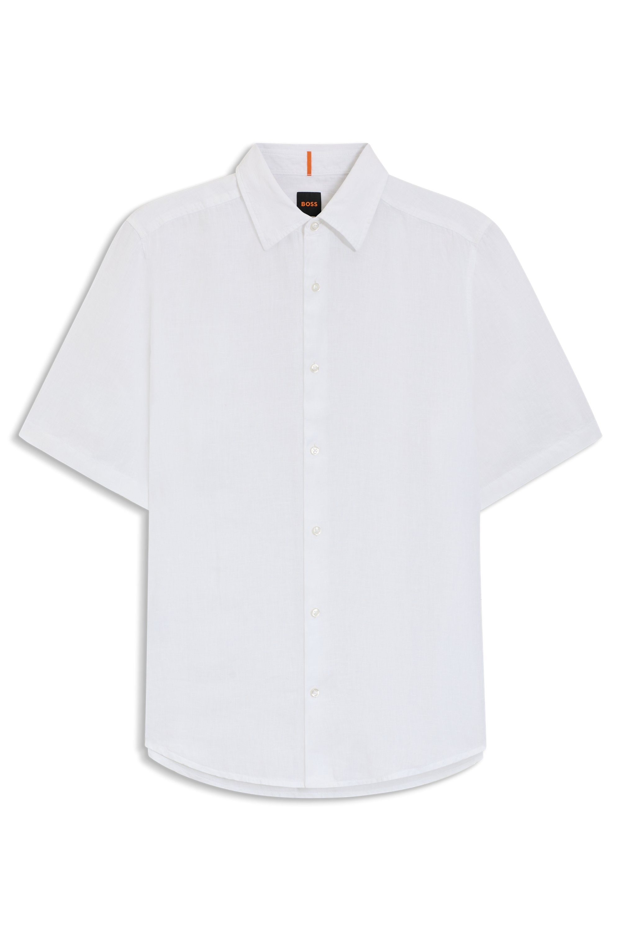 BOSS ORANGE Kurzarmhemd »Rash Premium Herrenmode« aus reinem Leinen, regular fit