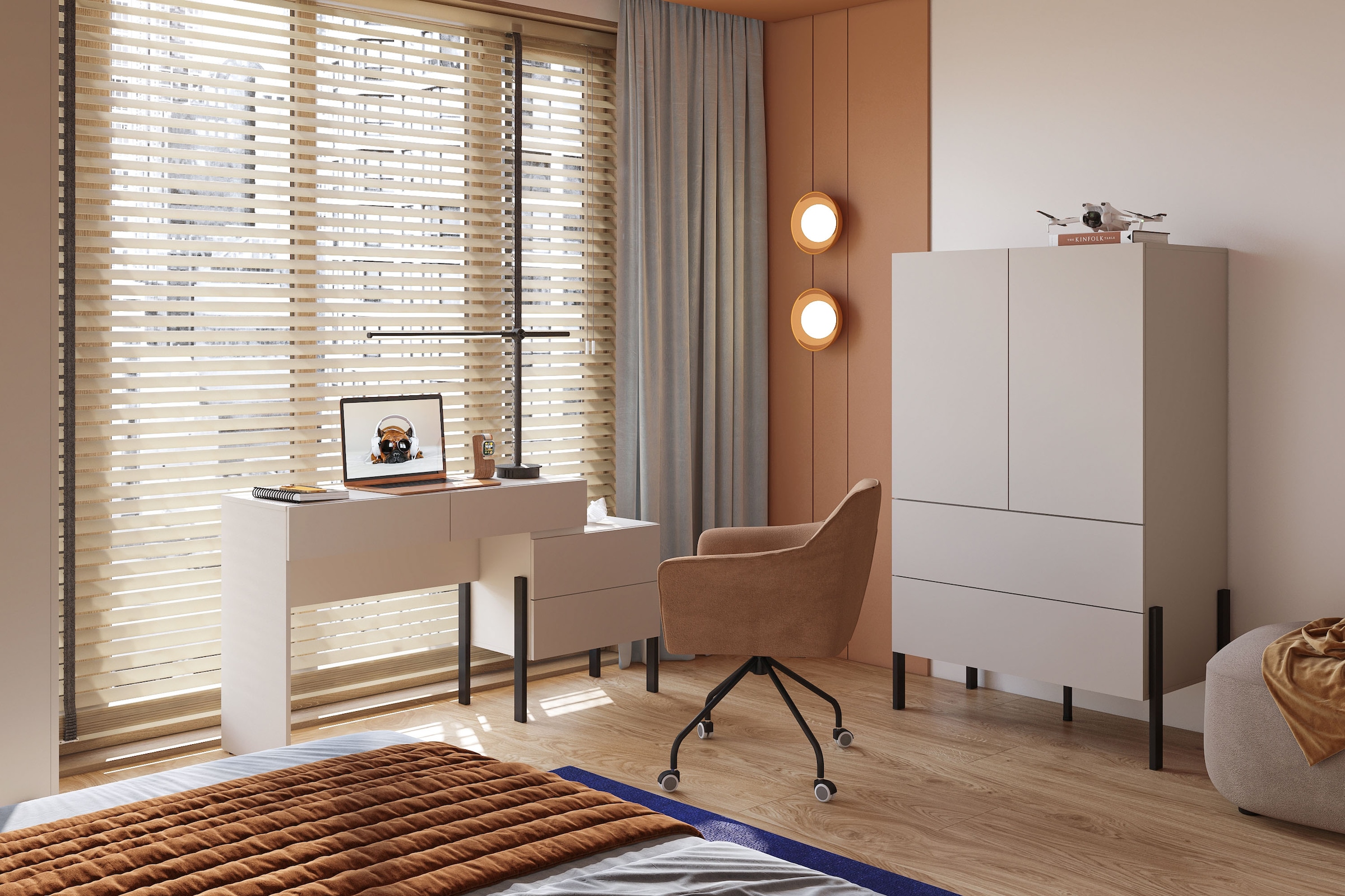 Home affaire Schminktisch »Jukon, Breite 143 cm, moderner Schminktisch«, (ohne Spiegel), Schminktisch, grifflos mit 4 SK