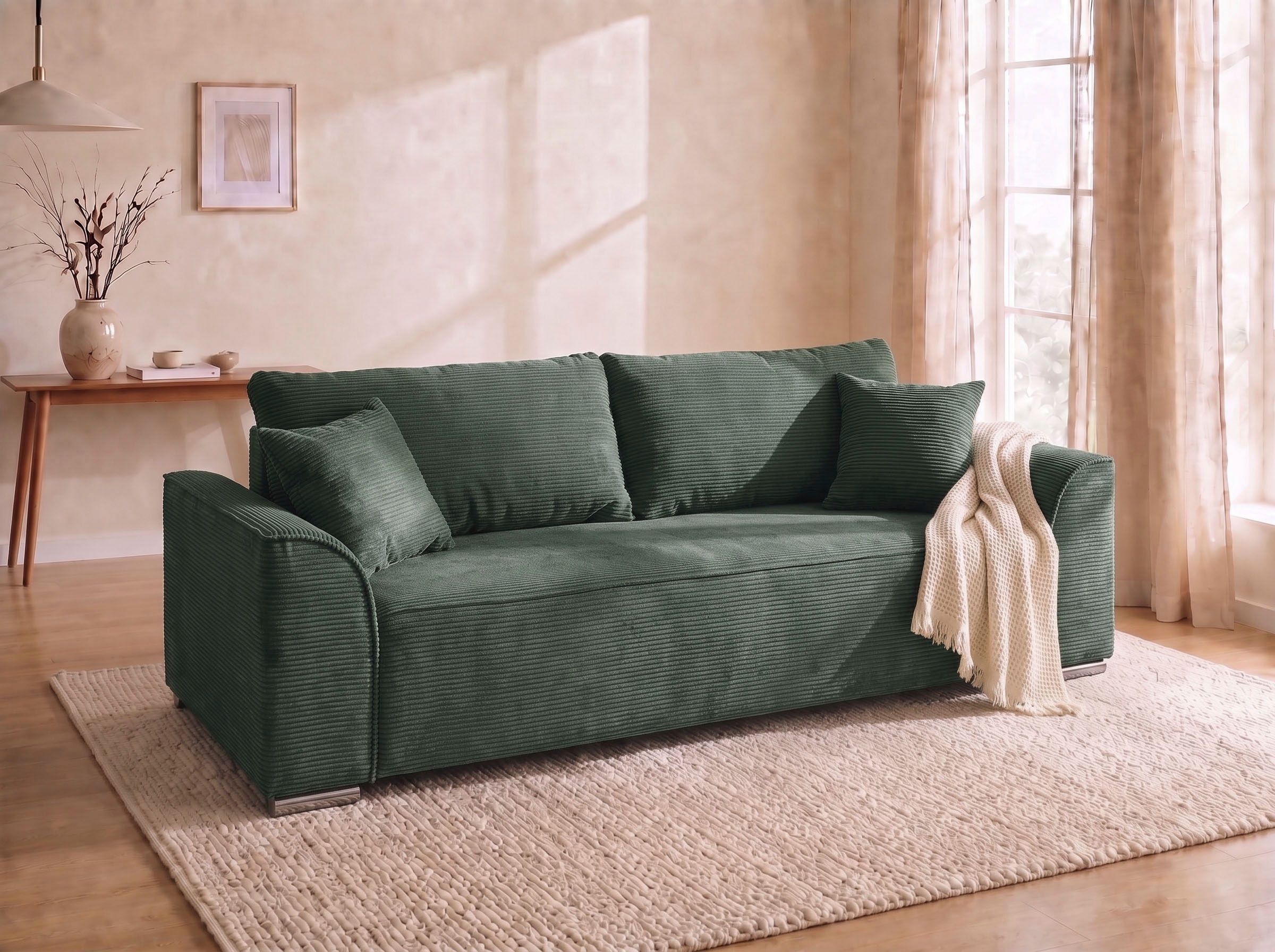 COLLECTION AB Schlafsofa »Sara B: 241 cm, Liegefl. 137x195 cm, Bettkasten, optional mit Topper« Schlaffunktion, Couch mit Bonnellfederkern, Gästebettfunktion