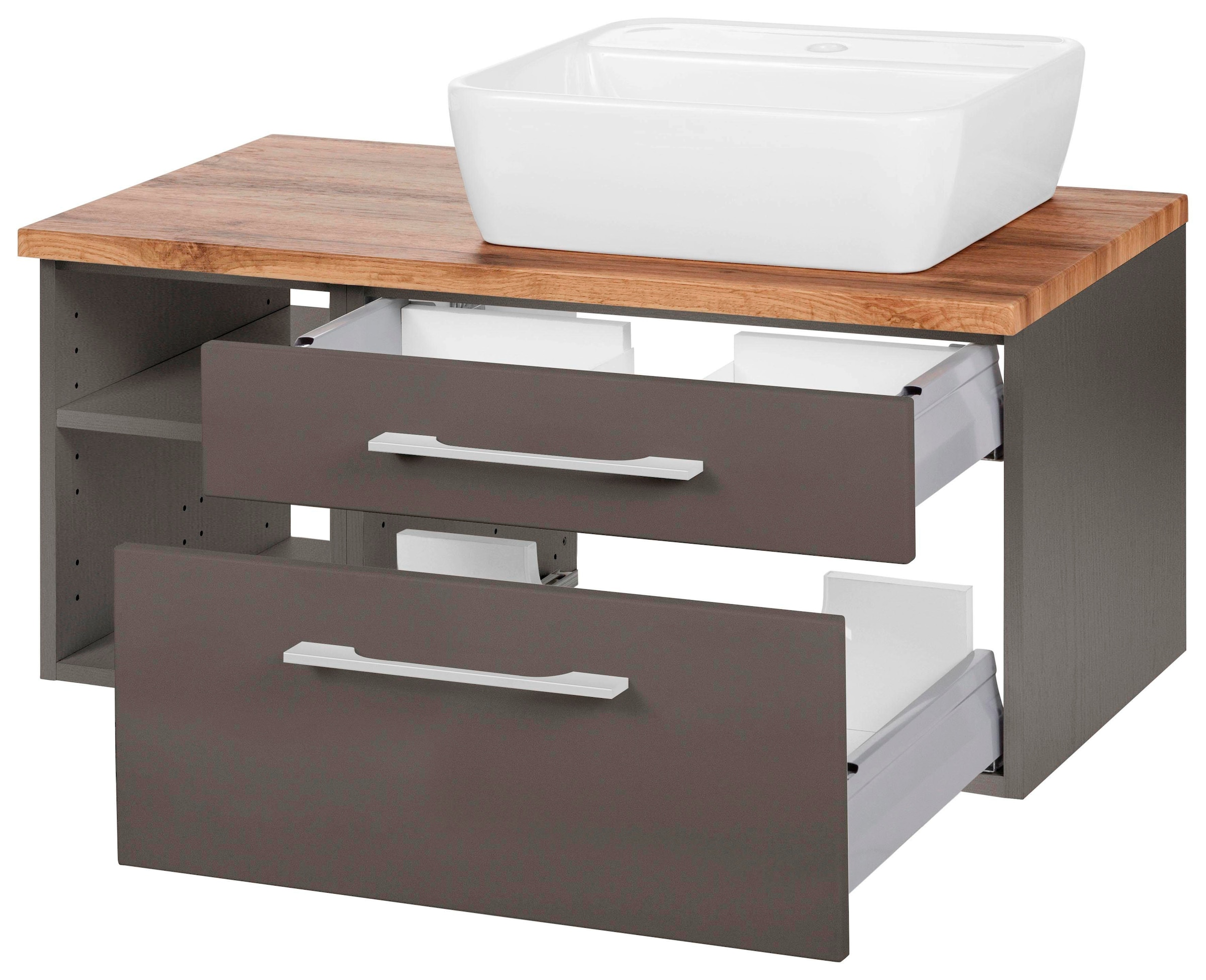 welltime Waschbeckenunterschrank »Davos«, Badmöbel, Waschtisch inkl. Waschbecken, Breite 90 cm