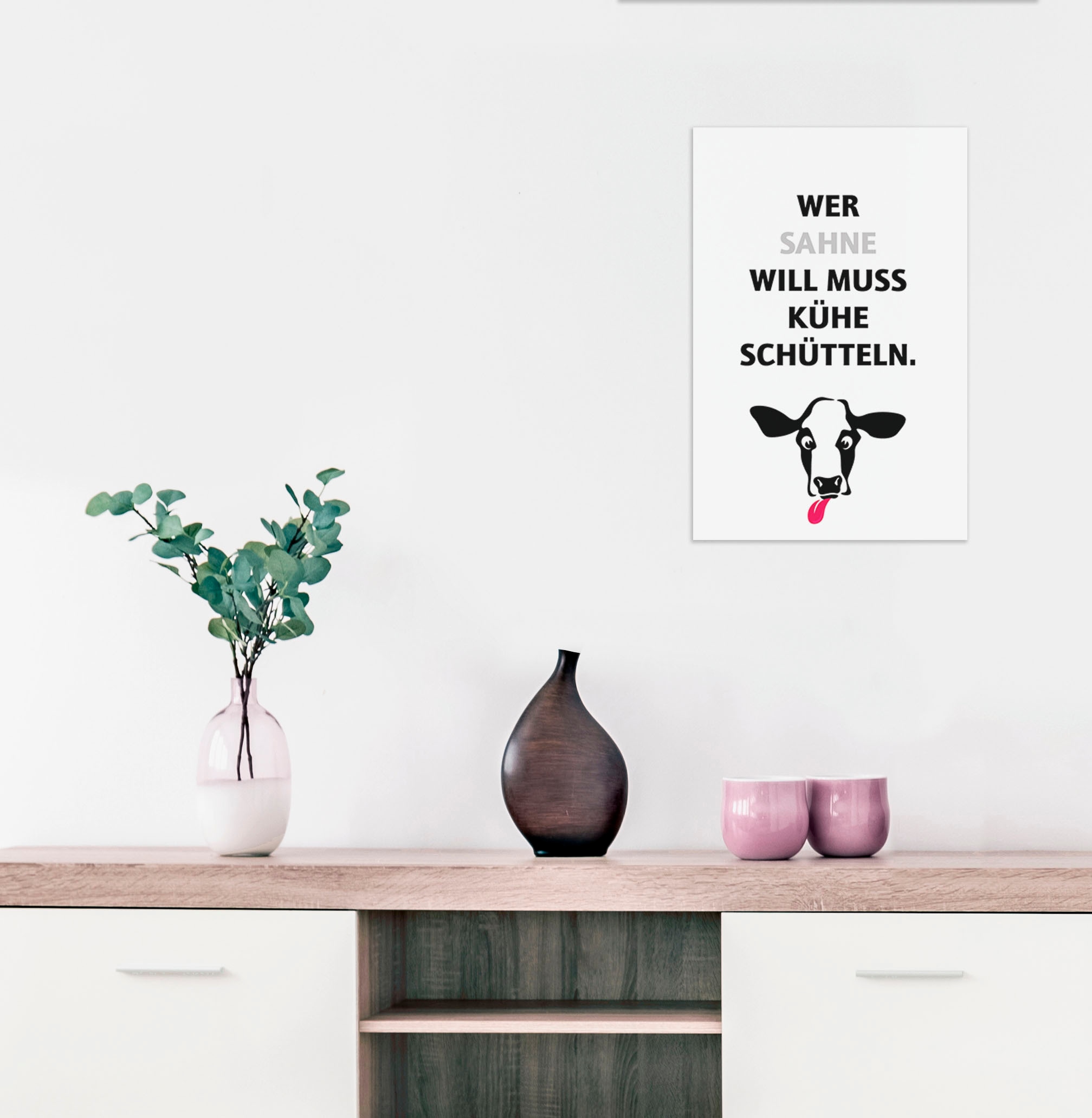 queence Wanddekoobjekt »Sahne«, Stahlschild, Blechschild, Spruch, Witzig, Wanddeko, retro, 20x30cm