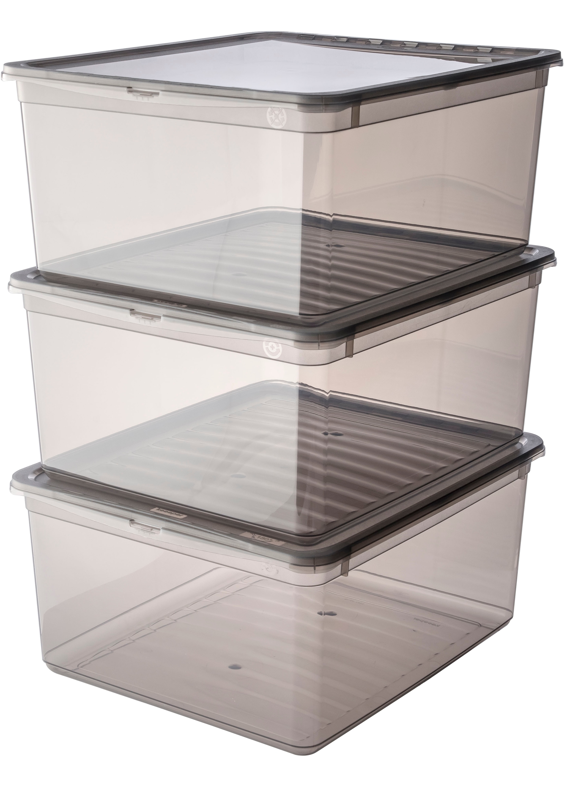 keeeper Aufbewahrungsbox »bea, clearbox mit Air Control-System«, (Set, 3 St.), 3 x 18 l, stapelbar, 39 x 33,5 x 18 cm