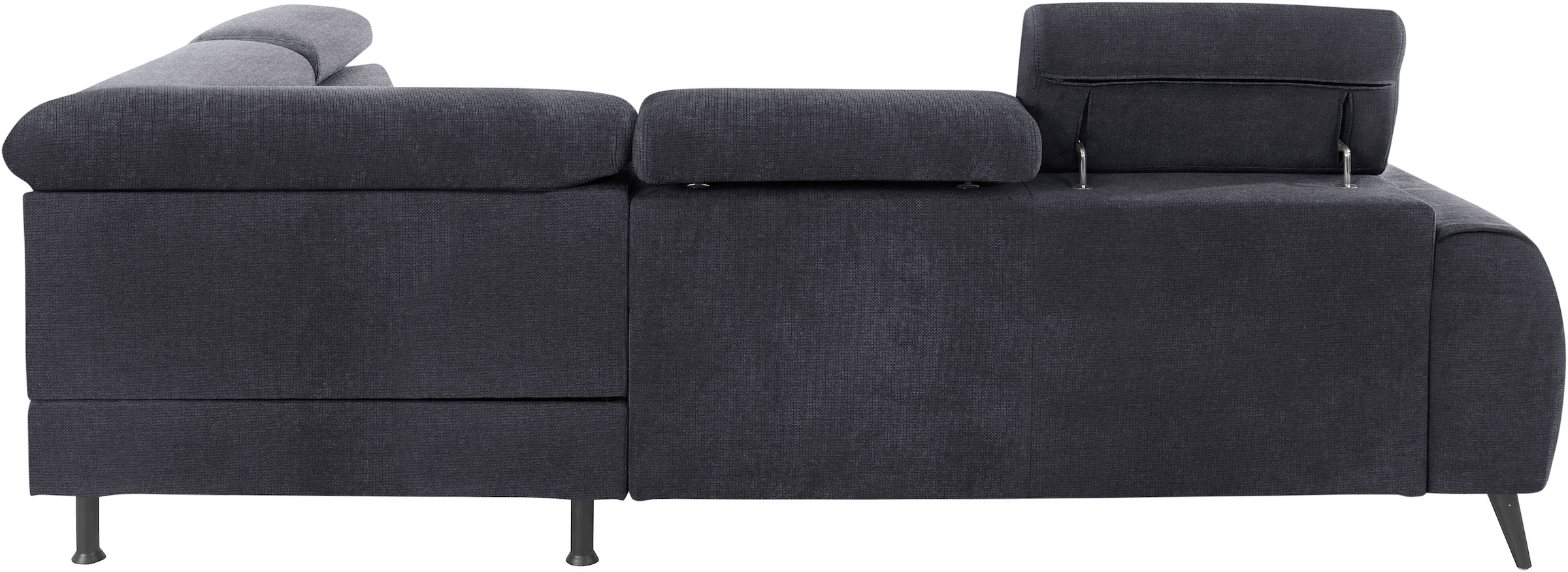 COTTA Ecksofa »Mia L-Form mit 3 Zierkissen«, wahlweise mit Bettfunktion, Bettkasten, Beleuchtung & Wireless-Charger
