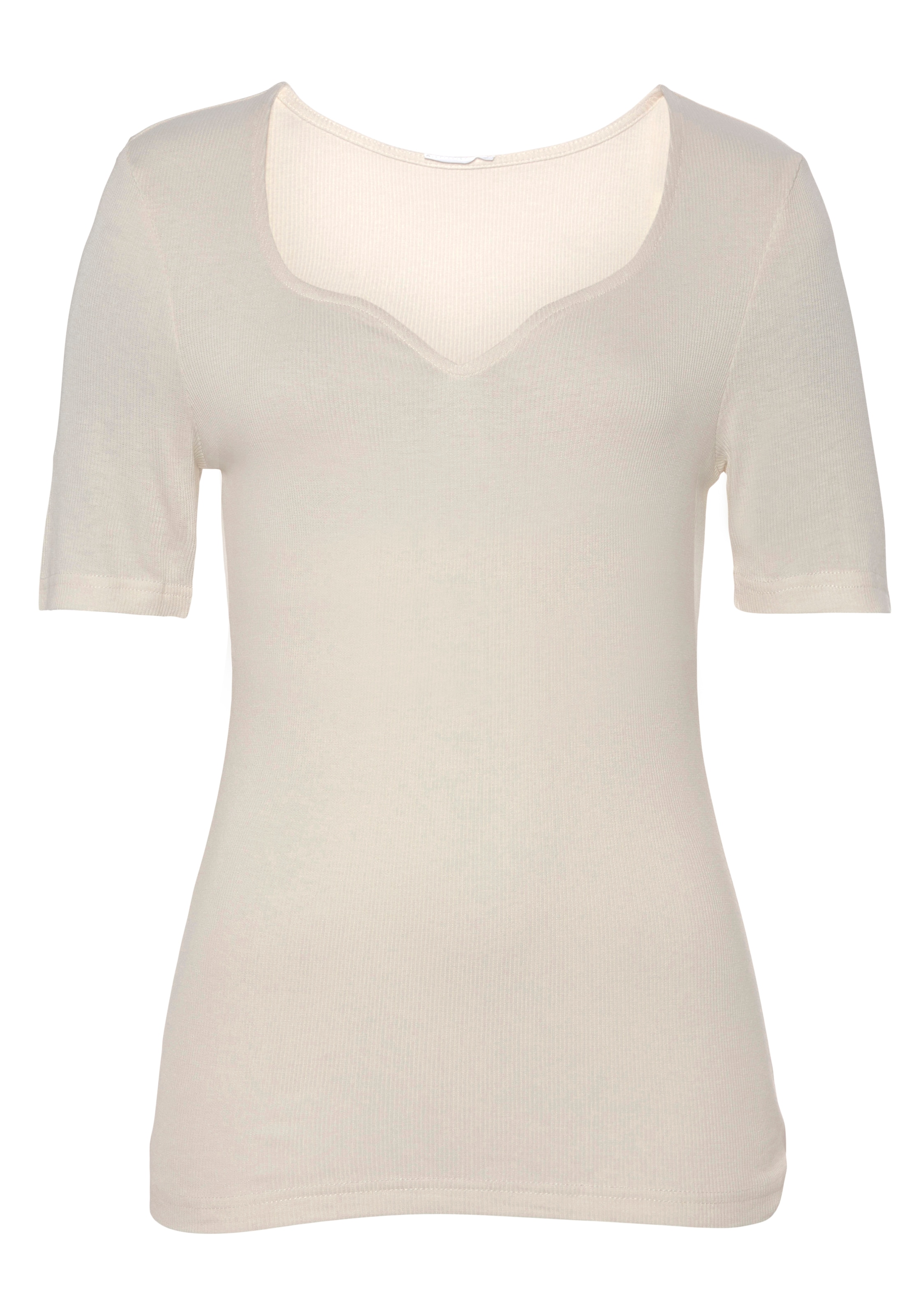 Vivance T-Shirt, (2er-Pack), mit herzförmigen Dekolleté