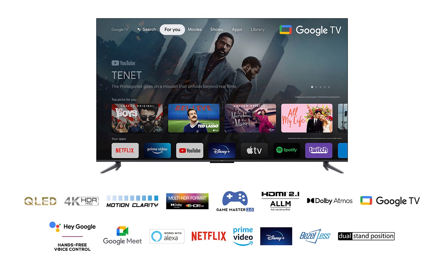 TCL OLED-Fernseher »55C643«, 4K Ultra HD, Google TV-Smart-TV