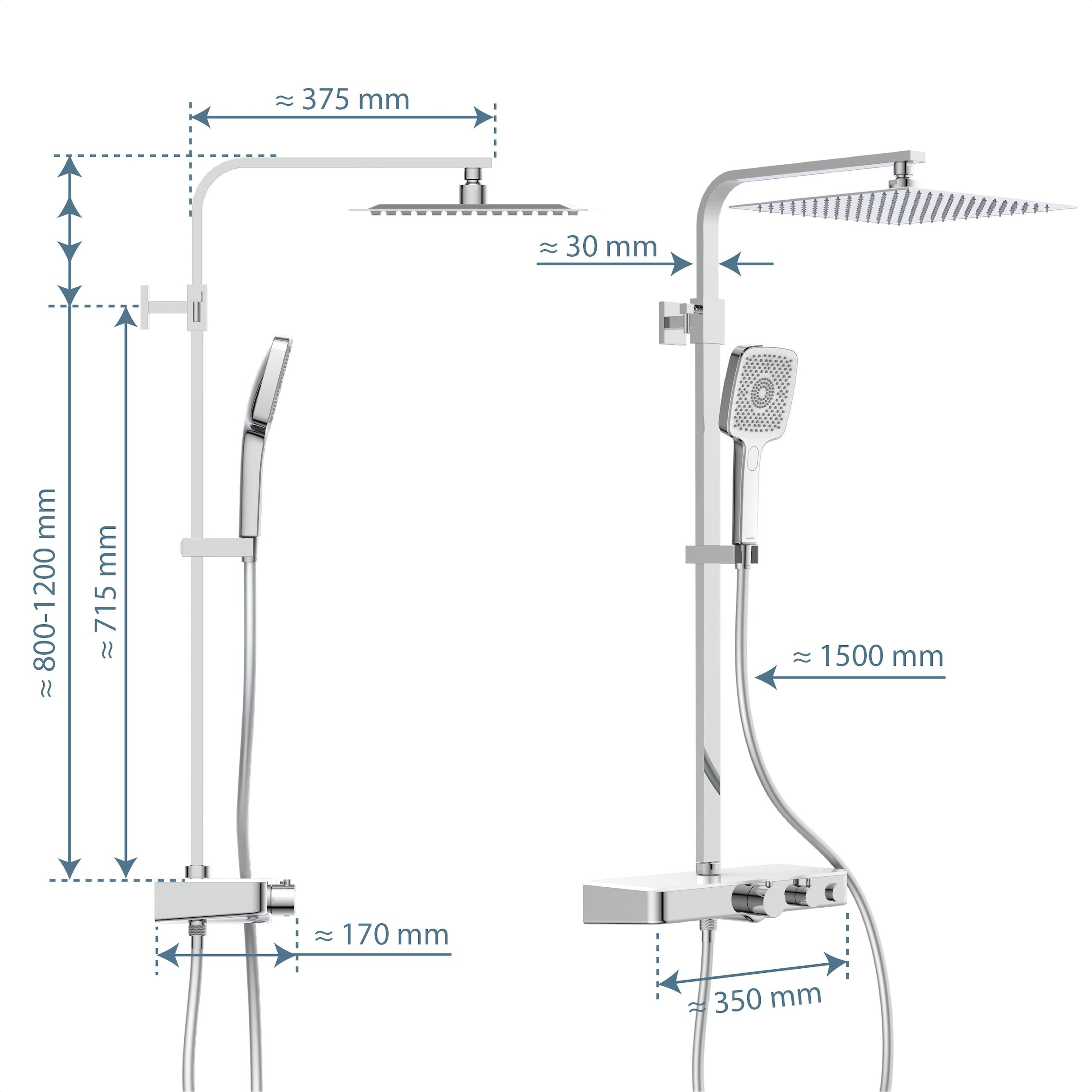 Schütte Brausegarnitur »OCEAN« Sicherheitssperre, höhenverstellb., inkl. Glasablage, Antikalk