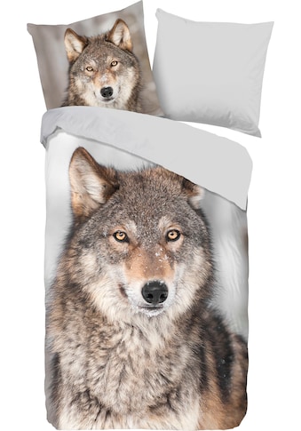 Wendebettwäsche »Wolf«, (2 tlg.), mit Tierprint