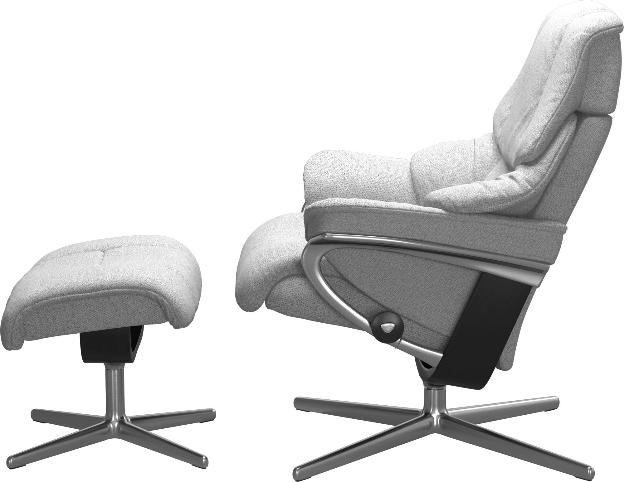 Stressless® Relaxsessel »Reno«, (Set, Relaxsessel mit Hocker), mit Hocker, mit Cross Base, Größe S, M & L, Holzakzent Schwarz