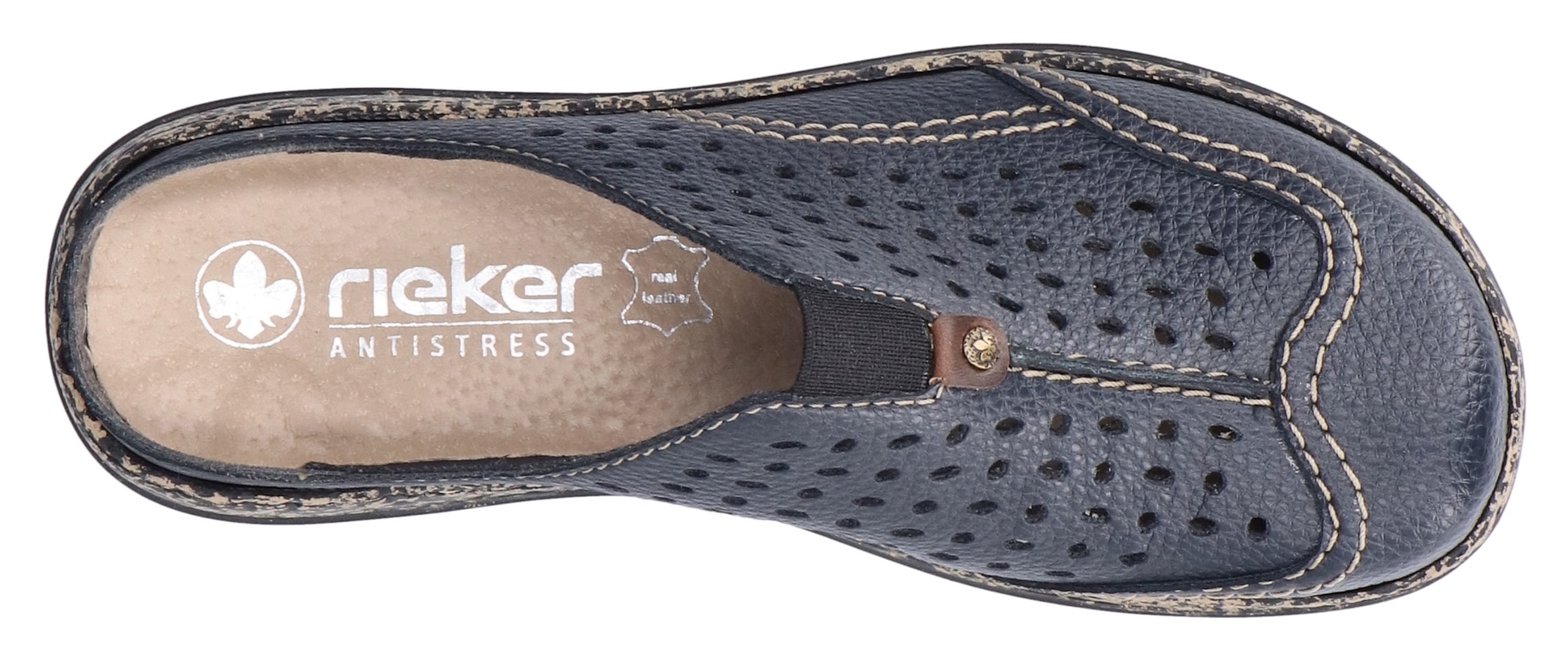 Rieker Clog, Schlupfschuh, Hausschuh, Sommerschuh mit Perforation