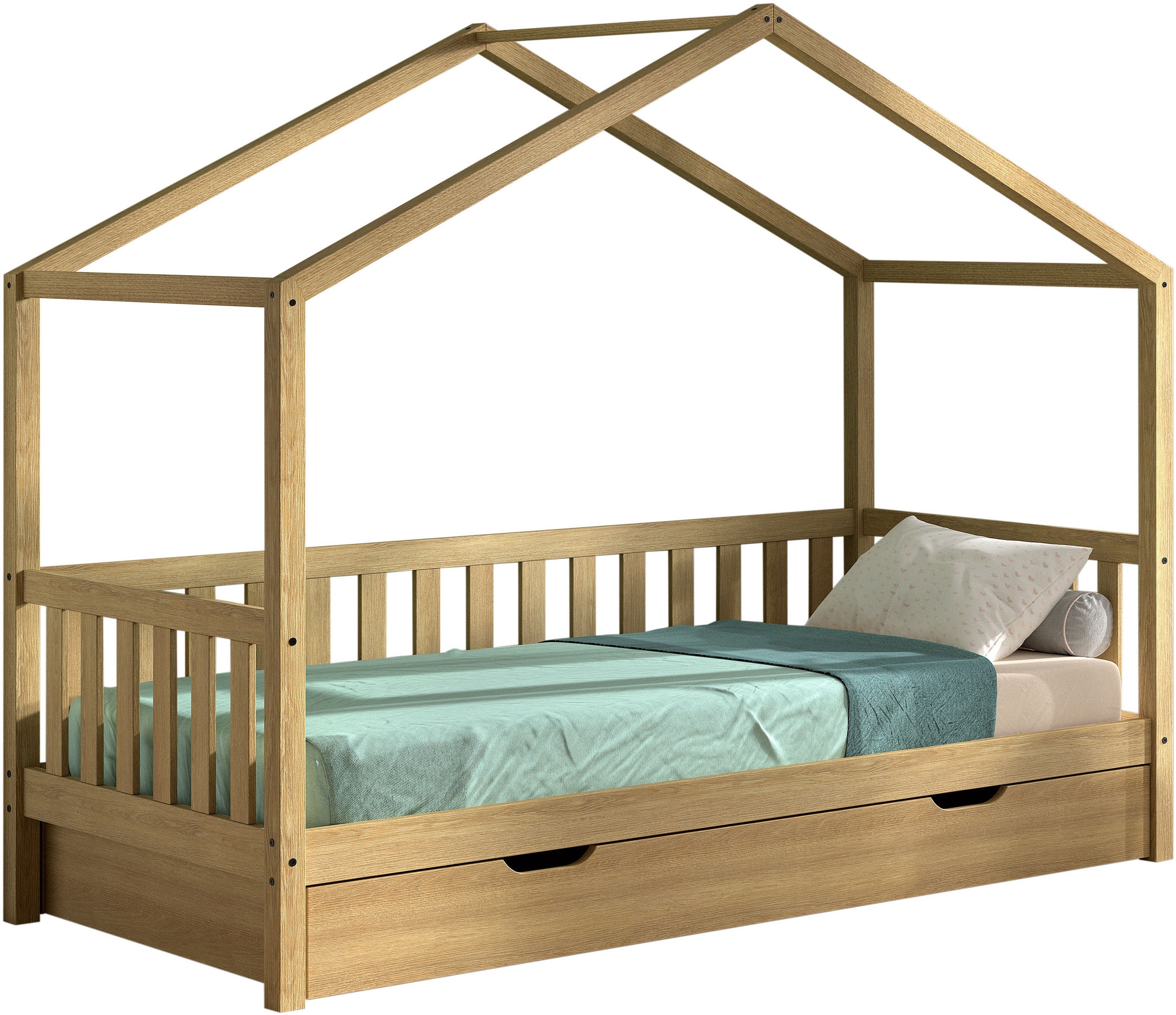 Vipack Hausbett »Dallas aus massiver Eiche, natur geölt in zeitlosem Design günstig online kaufen