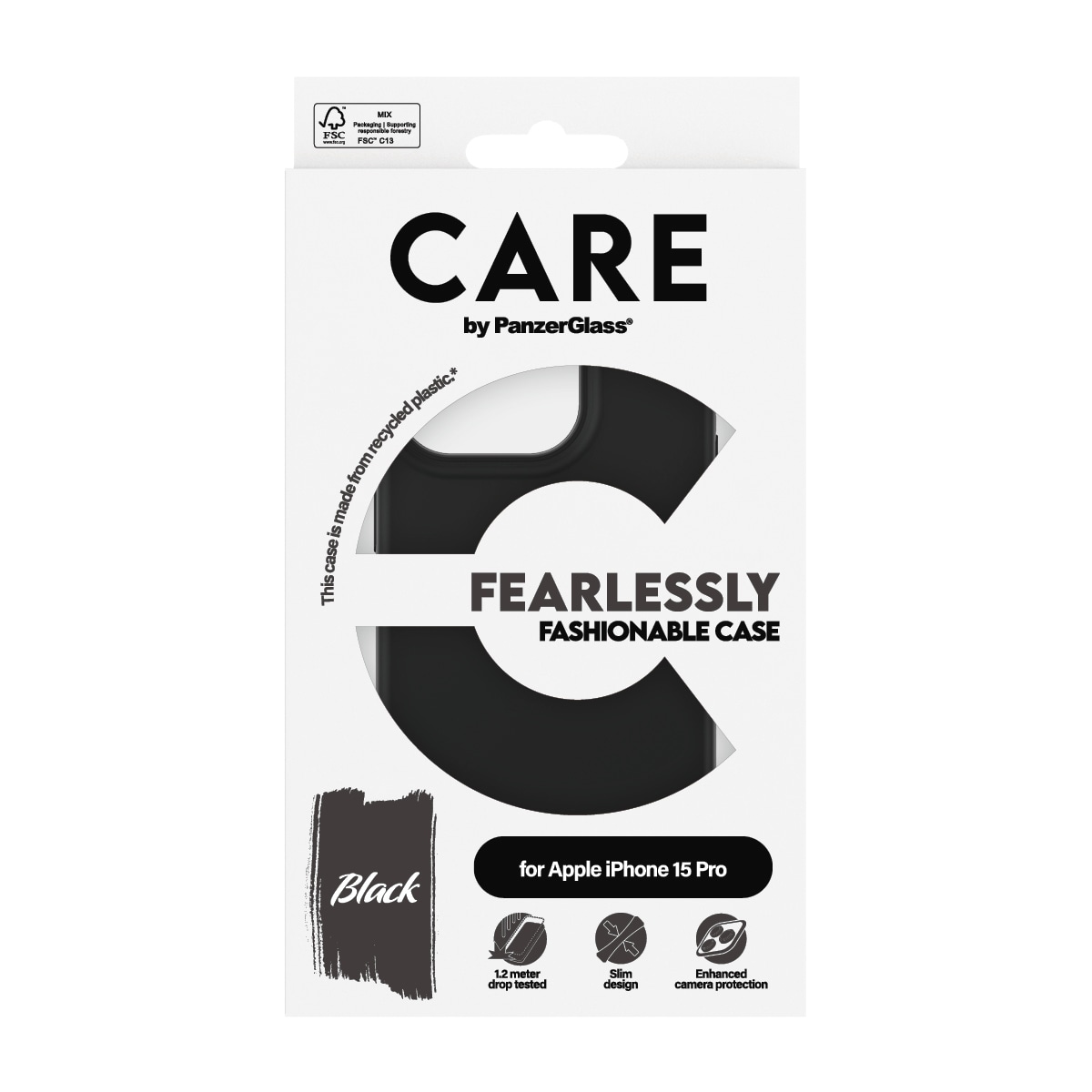 CARE by PanzerGlass Handyhülle »Fearlessly Fashionable Case für Apple iPhone 15 Pro Fashion Black« Backcover, Schutzhülle, Handyschutzhülle, Case, Schutzcase, stoßfest