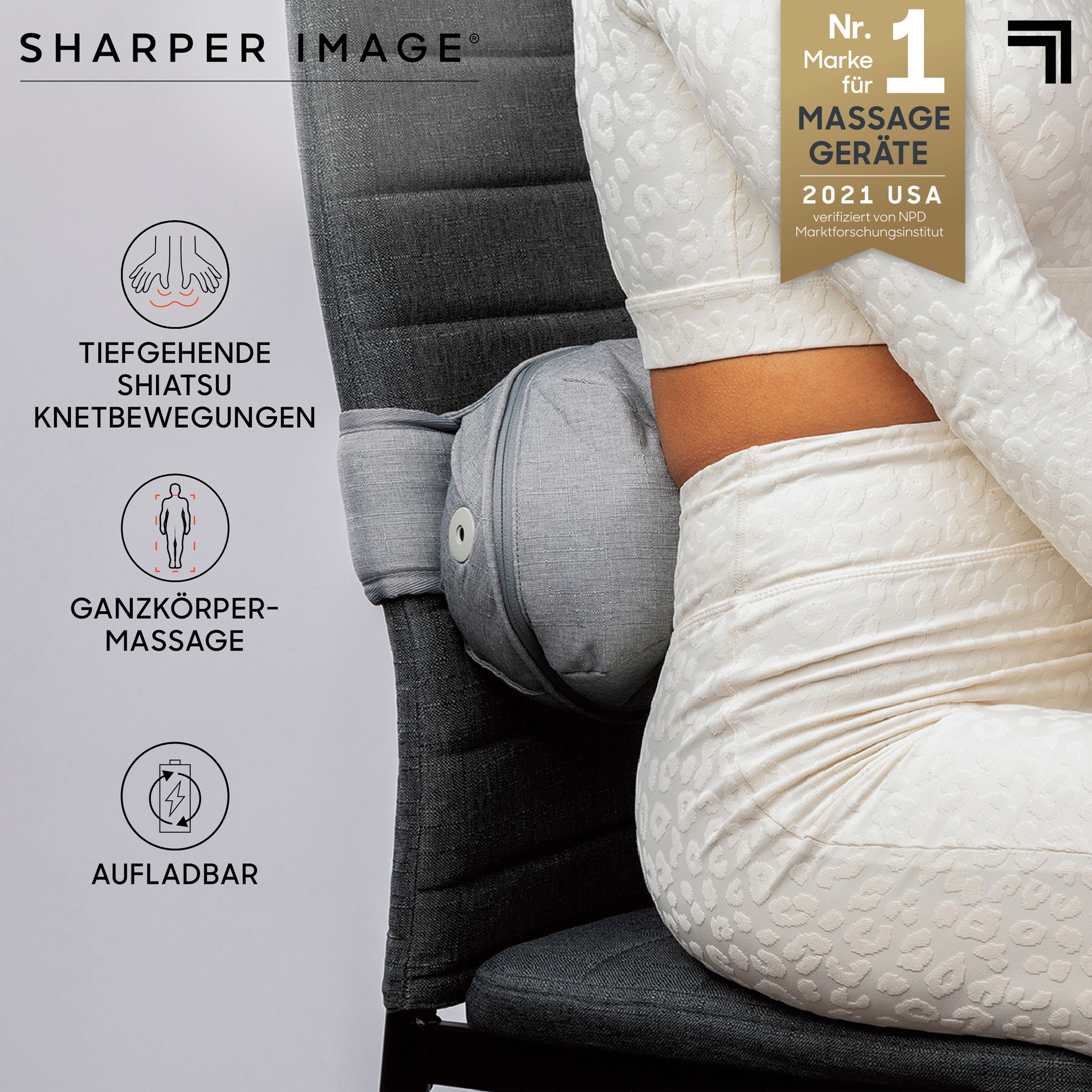 Sharper Image Shiatsu-Massagegürtel »Multifunktionales Ganzkörper Massagegerät«, mit Timer-Funktion & individuell einstellbarer Geschwindigkeit