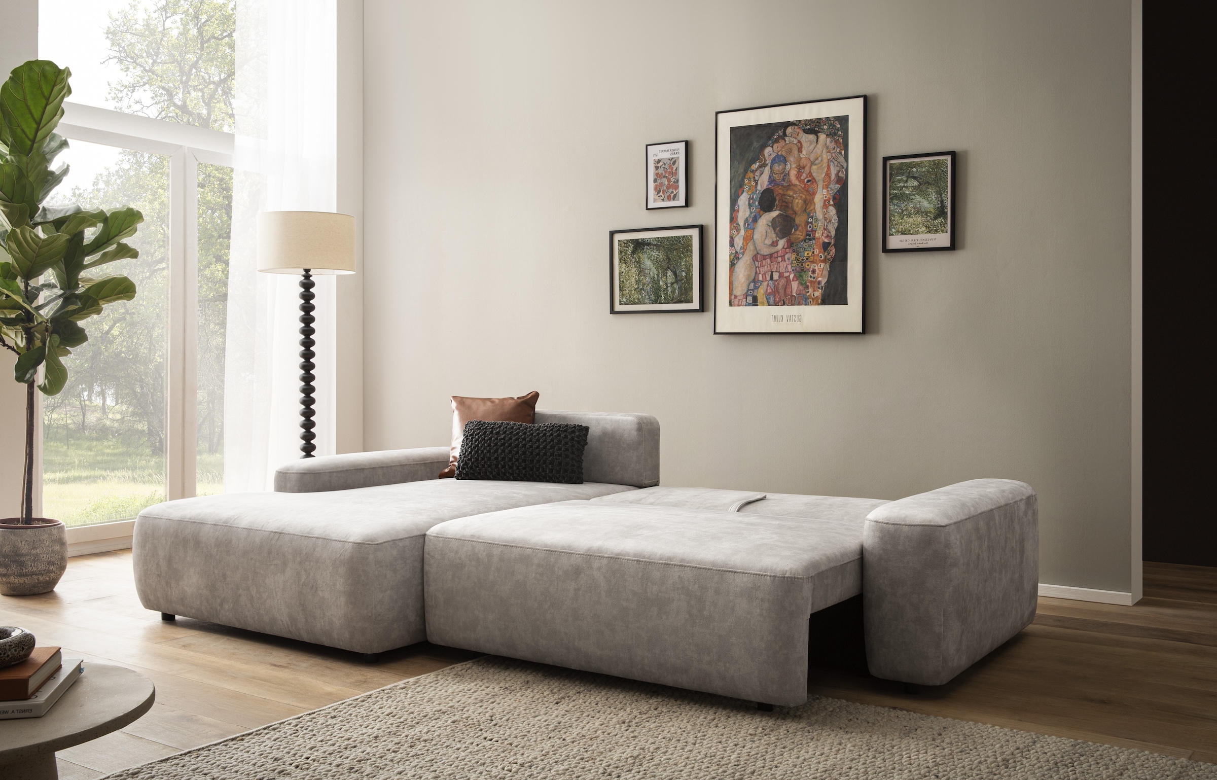 INOSIGN Ecksofa »TORGE (264cm), Schlafsofa in Cord, Samtvelours o Struktur fein, L-Form«, Schlaffunktion, Bettkasten, Liegefläche: 125/210 cm