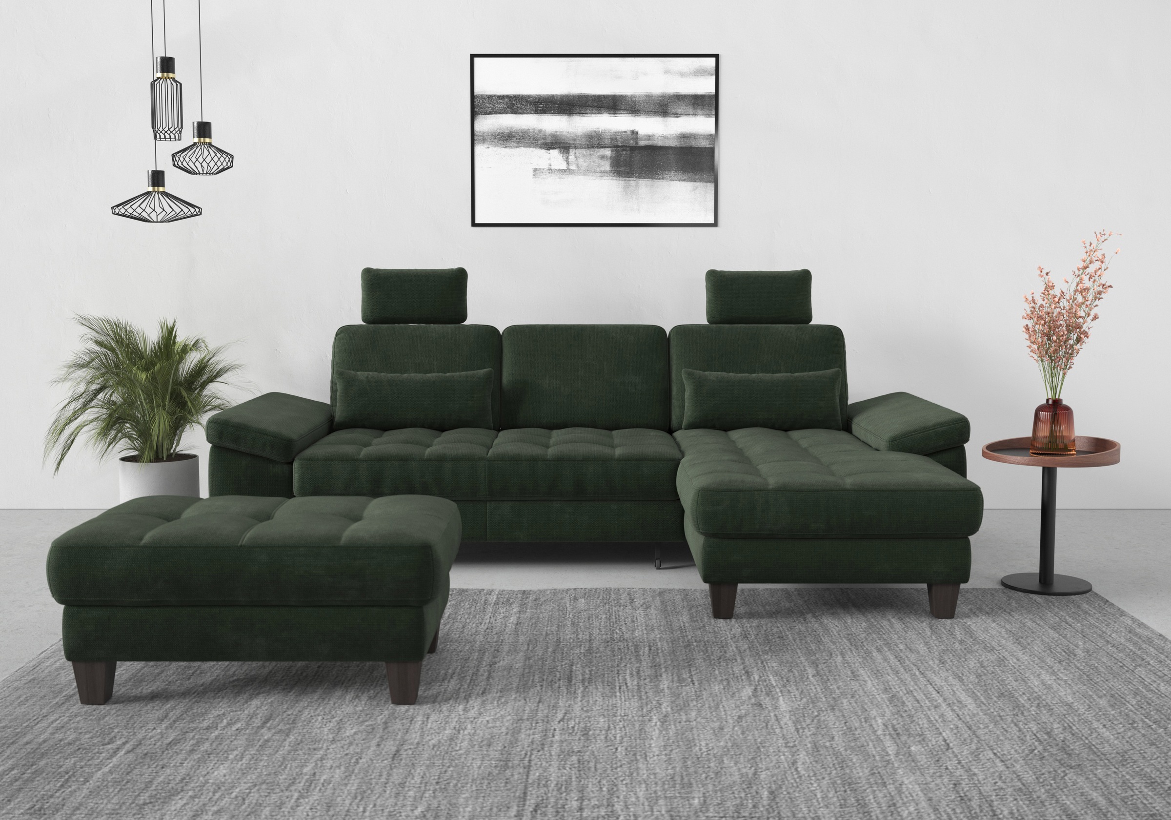sit&more Ecksofa »Westham L-Form«, Recamiere, mit oder ohne Bettfunktion, Bettkasten, Füße wengefarben