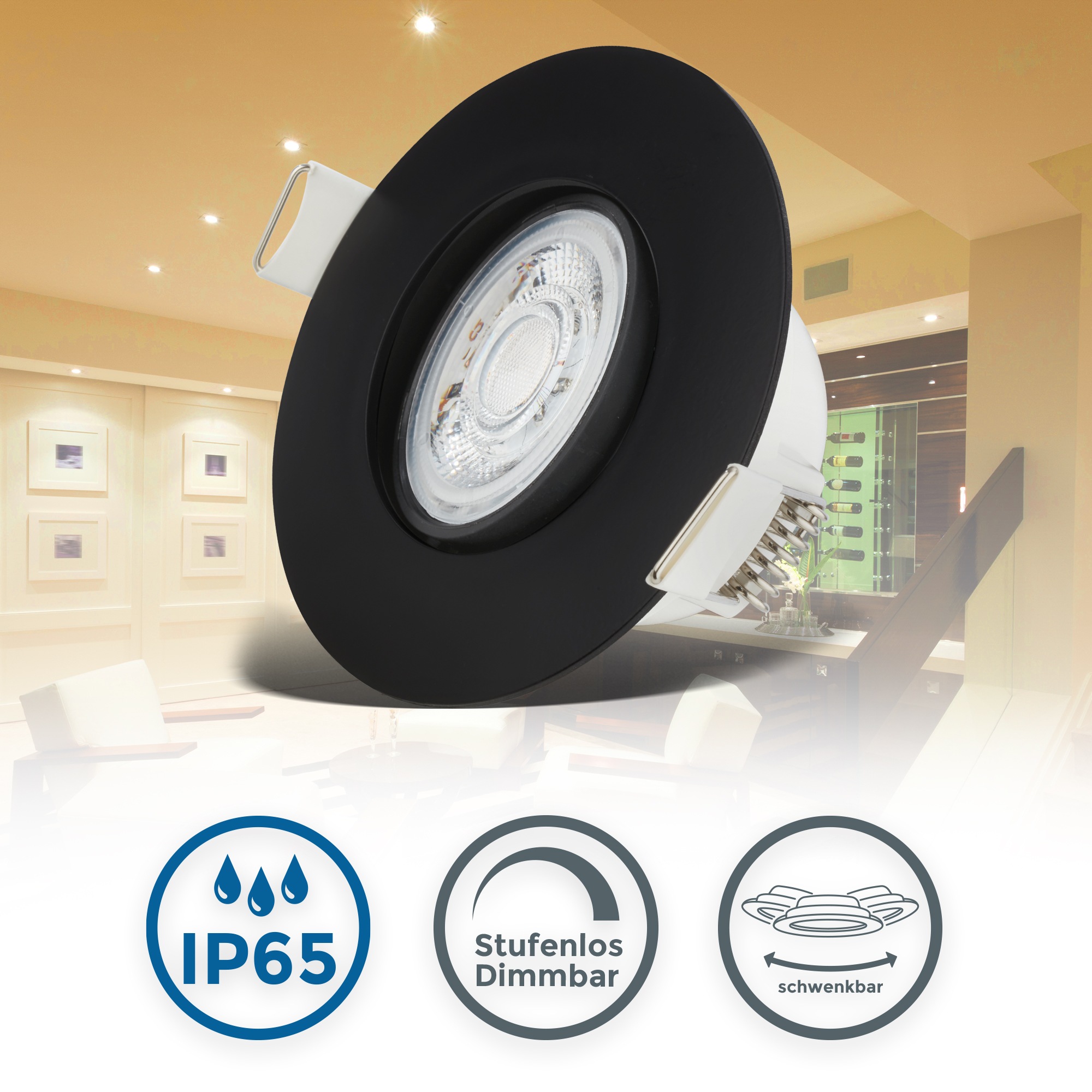 B.K.Licht LED Bad-Einbauleuchten-Set, 5-teilig, Schutzart IP65 günstig online kaufen