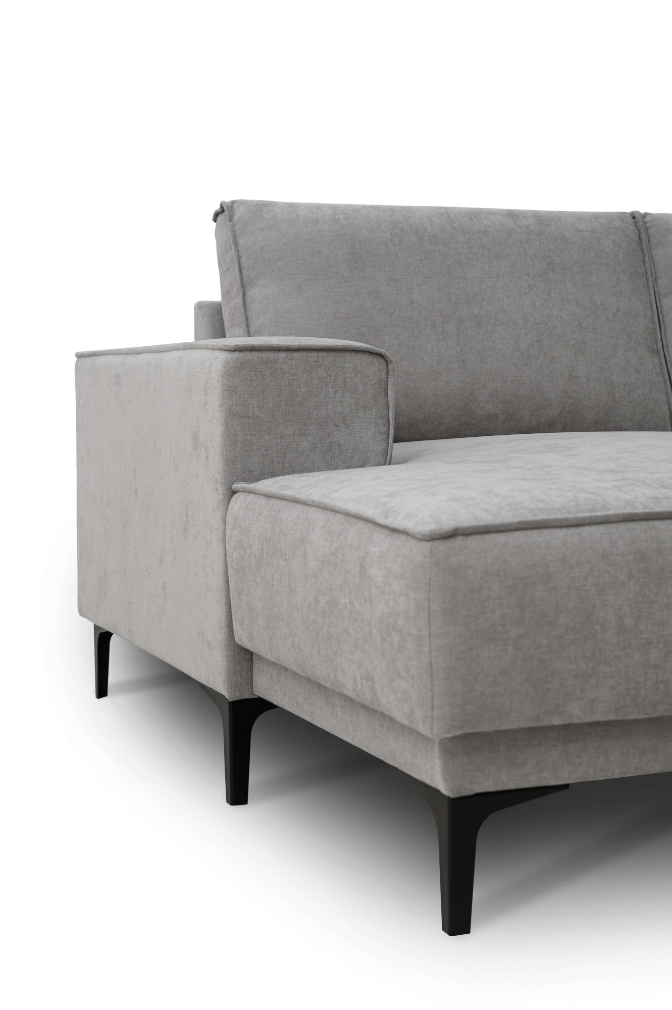Places of Style Wohnlandschaft »XXL Sofa Oland, Struktur, Flachgewebe, Luxus-Microfaser, Boucle«, U-Form, 342 cm, Wellenunterfederung, Skandi-Design, Metallfüße