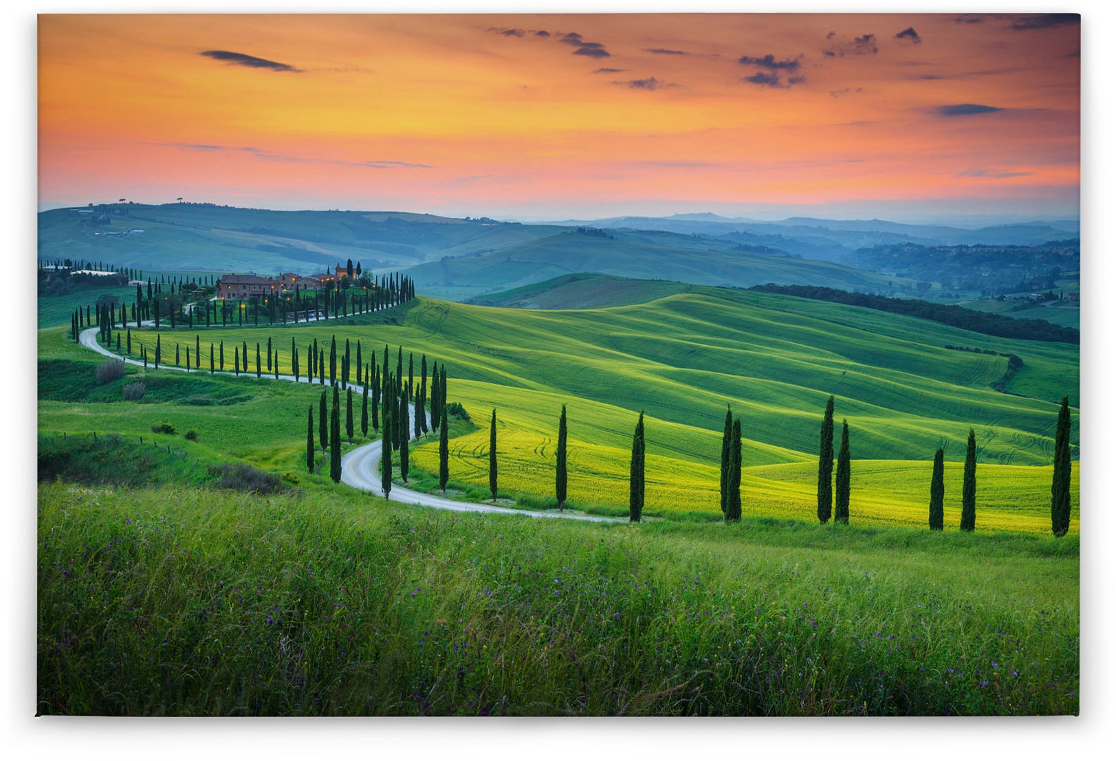 A.S. Création Leinwandbild »Tuscany«, Kunst-Gemälde-Kinder, (1 St.), Feld Natur Keilrahmen Landschaft Leinwand-Bild Wohnzimmer modern Wand