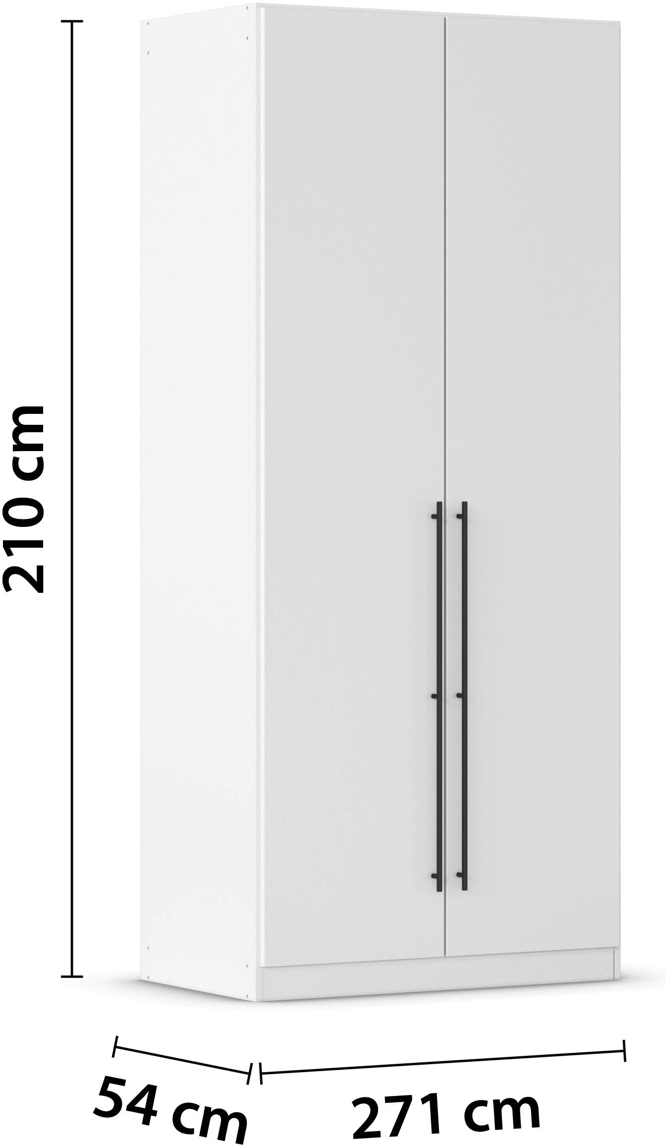 rauch Kleiderschrank, (in 3 verschiedenen Ausstattungen BASIC/CLASSIC/PREMIUM), mit hochwertigen Stangengriffen in Schwarz aus Metall MADE IN GERMANY