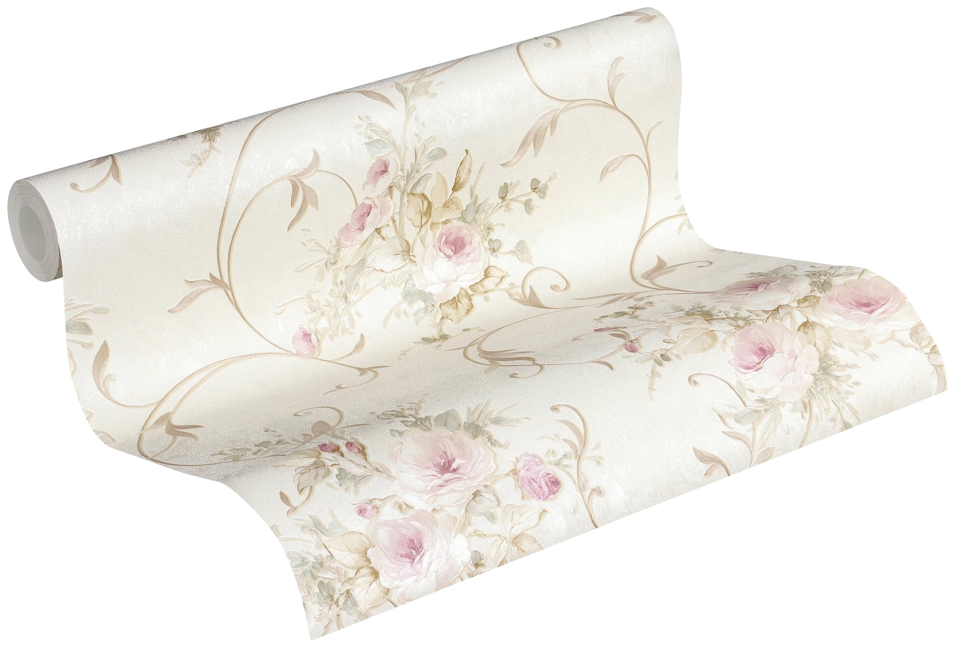 A.S. Création Vliestapete »Romantico romantisch floral« Wald | botanisch | floral leicht strukturiert Ornament Tapete Blumen Tapeten Wohnzimmer modern Flur Design Optik