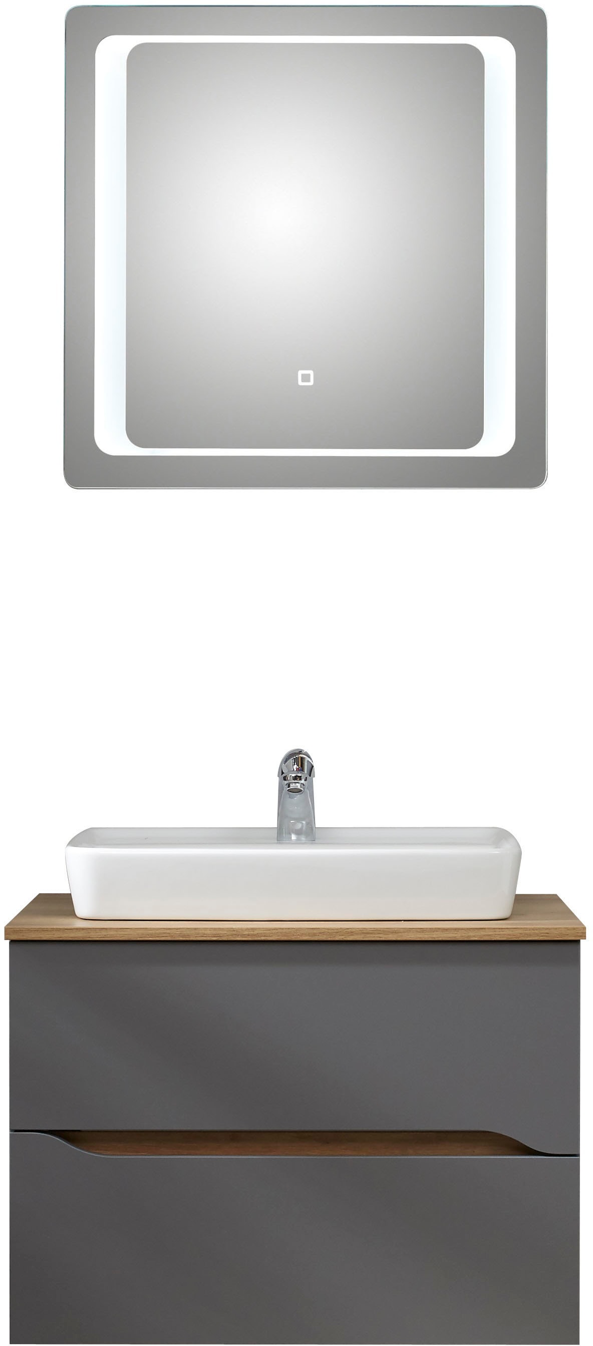 Saphir Badmöbel-Set »Quickset 2-teilig, Keramik-Aufsatzbecken mit LED-Spieg günstig online kaufen