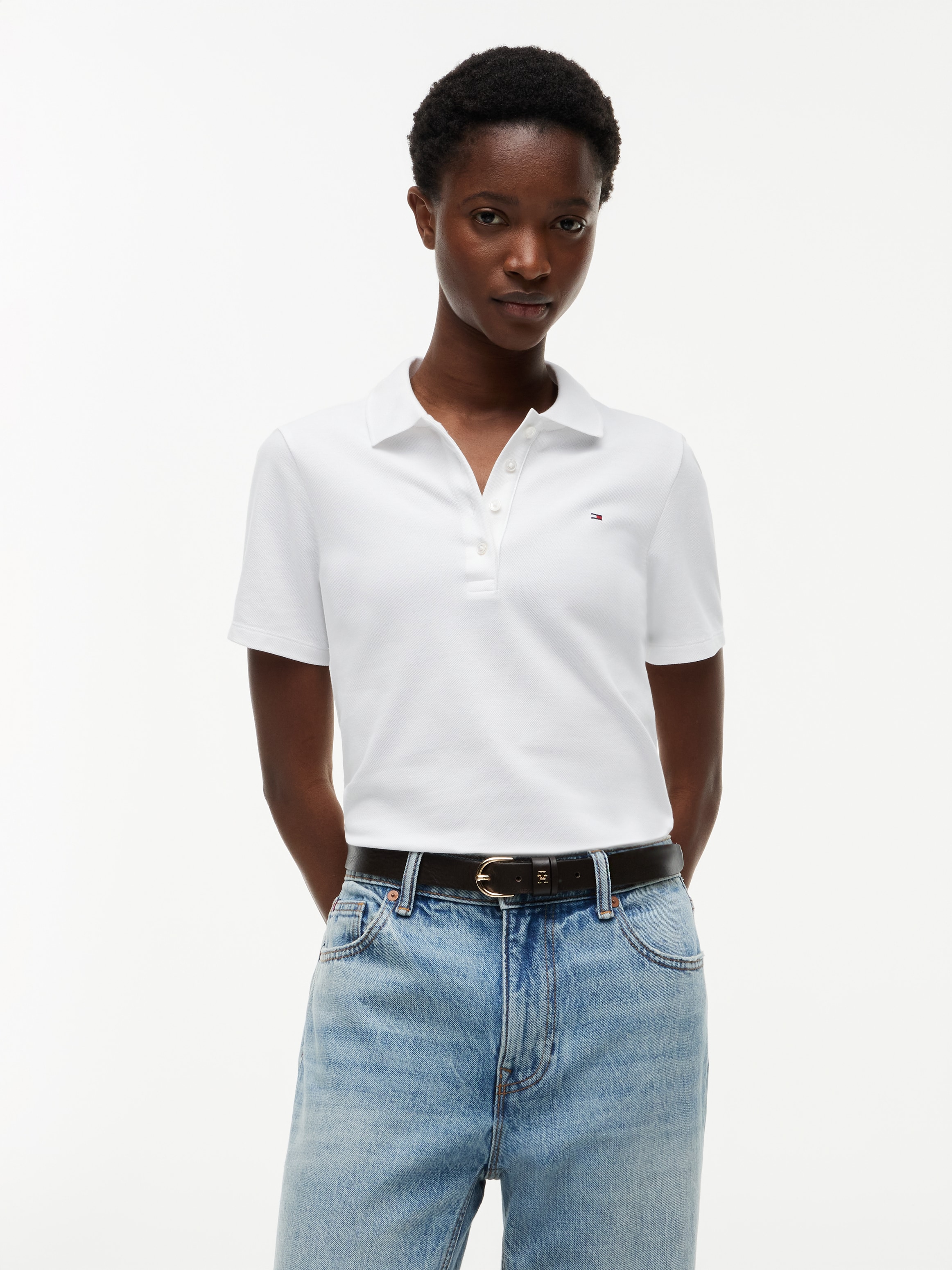 Tommy Hilfiger Poloshirt »1985 SLIM PIQUE POLO SHORT SLEEVE« mit Tommy Hilfiger Logo-Flag