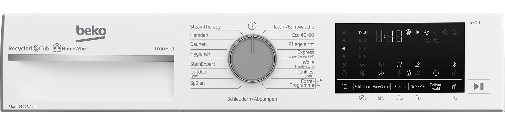 BEKO Waschmaschine »B3WFU57413W1«, 7 kg, 1400 U/min, Vollelektronik