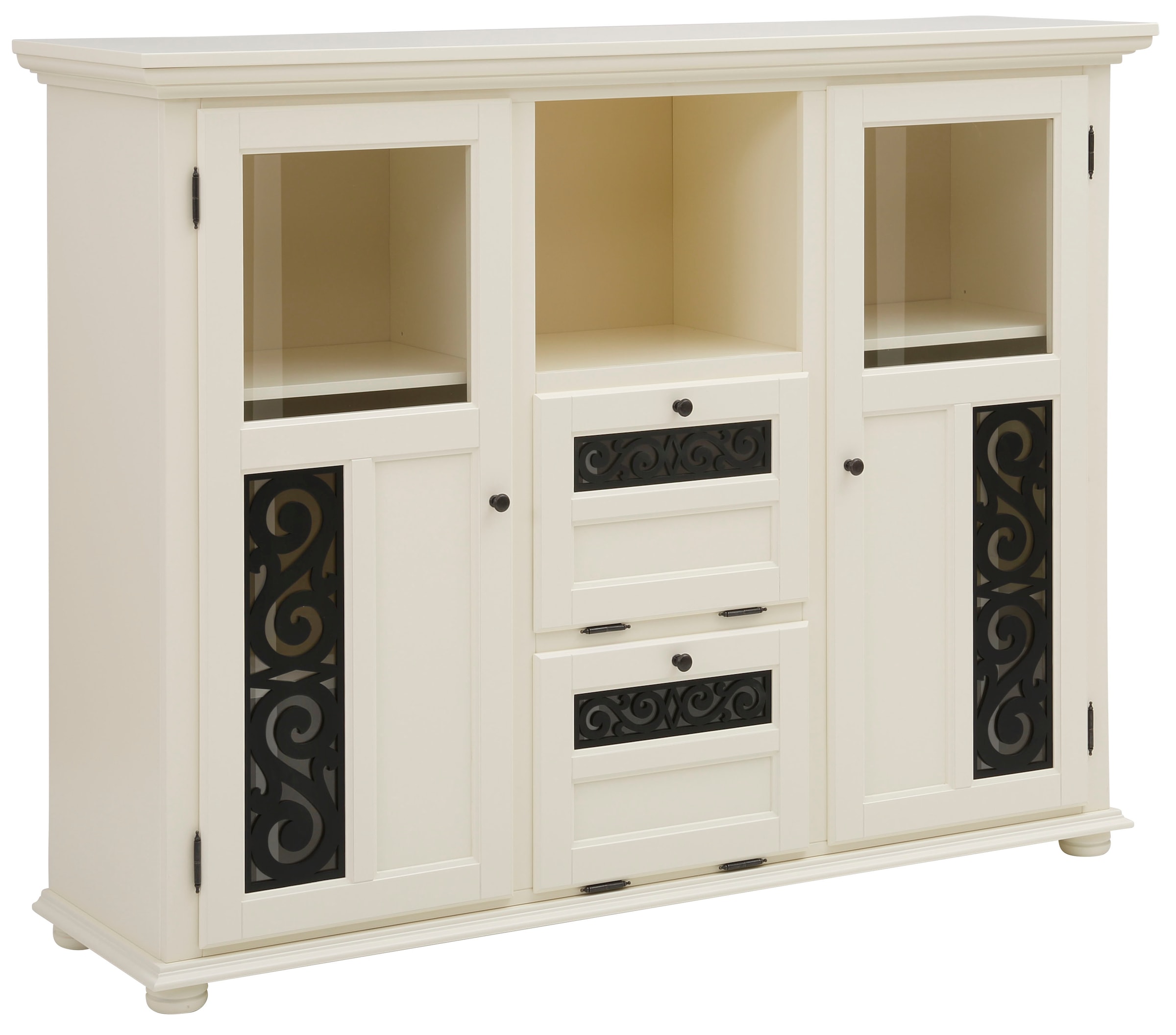 Home affaire Highboard »Arabesk«, Vitrine mit dekorativen Fräsungen, Breite 160 cm