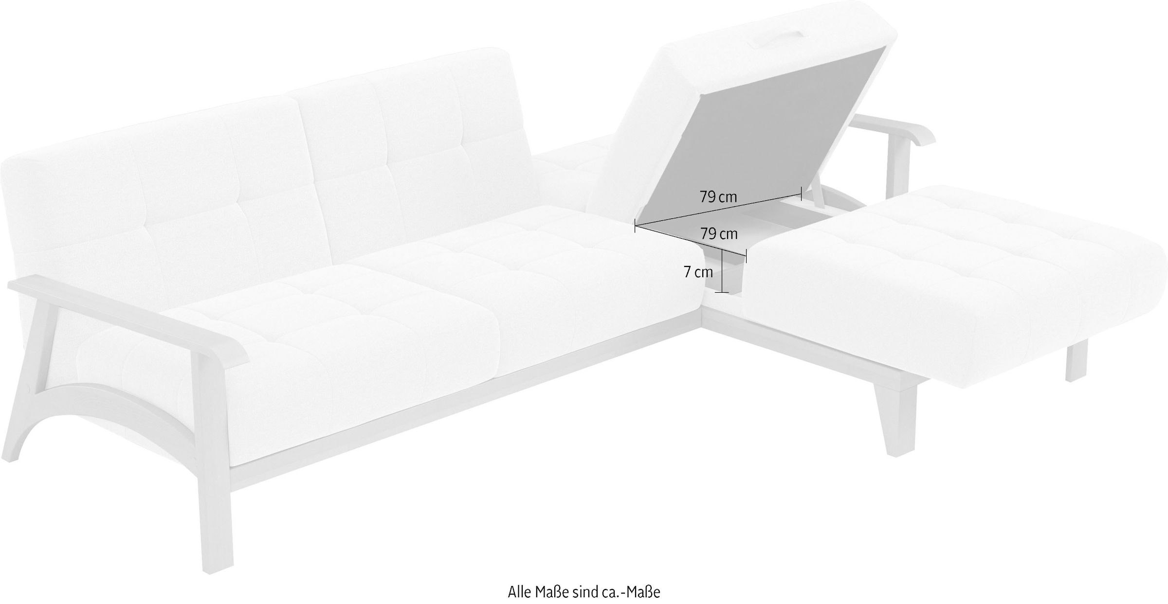sit&more Ecksofa »Billund L-Form«, Armlehnen aus eichefarbigem Buchenholz, verschiedene Bezüge und Farben