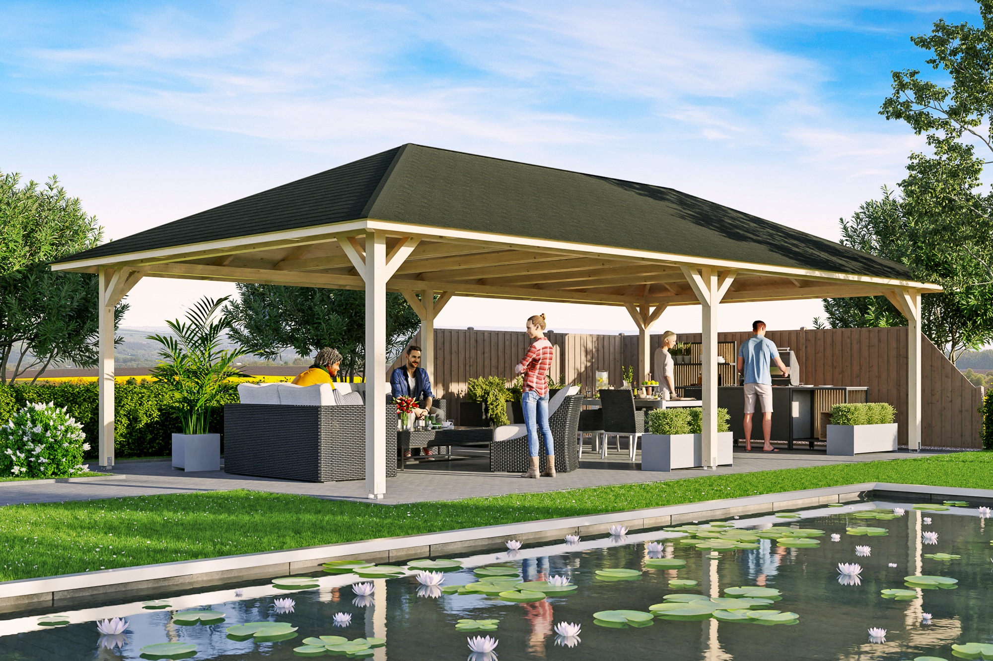 Skanholz Holzpavillon »Orleans 4«, Leimholz, 489 x 966 cm