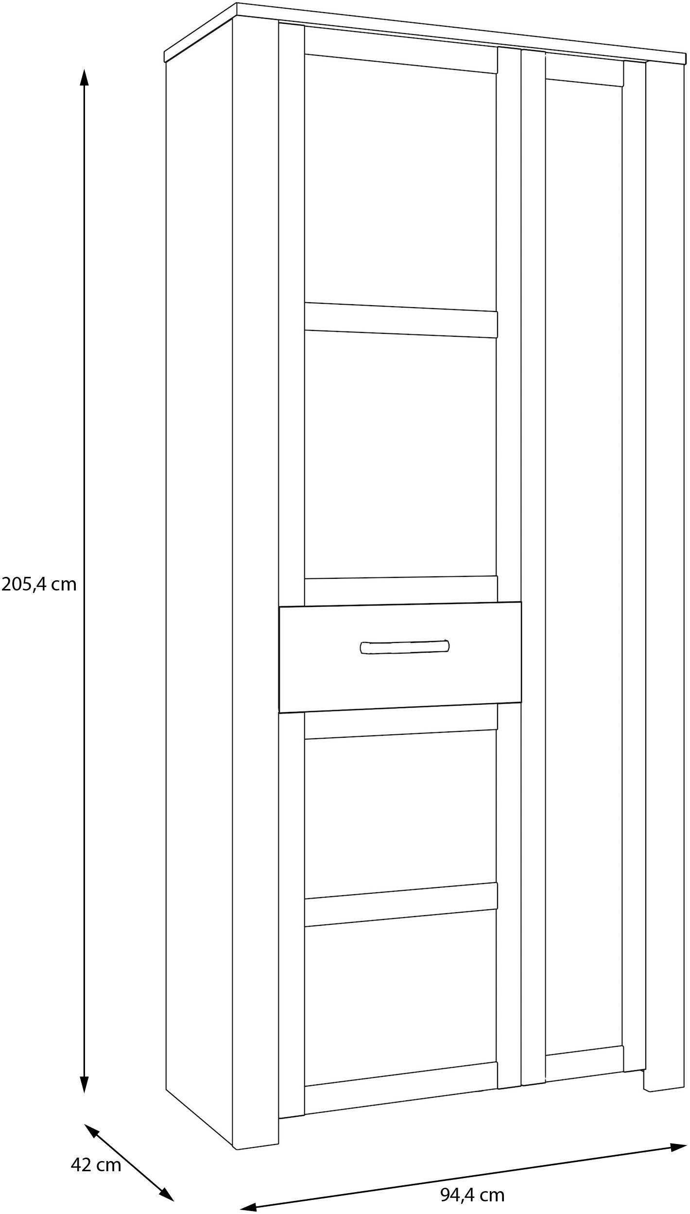 FORTE Garderobenschrank »Garderobenschrank, Höhe 205,4cm, Spiegel, Soft Close, Push to Open« B/H/T 94,4/205,4/42 cm