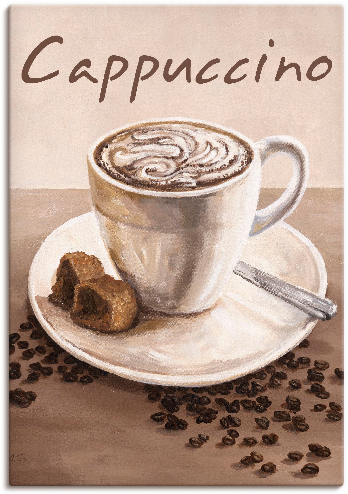 Artland Wandbild »Cappuccino - Kaffee«, in St.), Leinwandbild, Wandaufkleber versch. Bilder, (1 oder Alubild, bestellen Kaffee auf Poster Raten als Größen