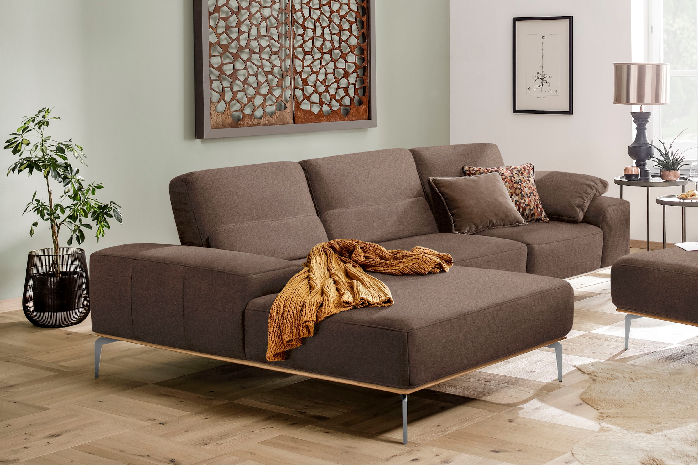 W.SCHILLIG Ecksofa "run", mit elegantem Holzsockel, Füße in Chrom glänzend, günstig online kaufen