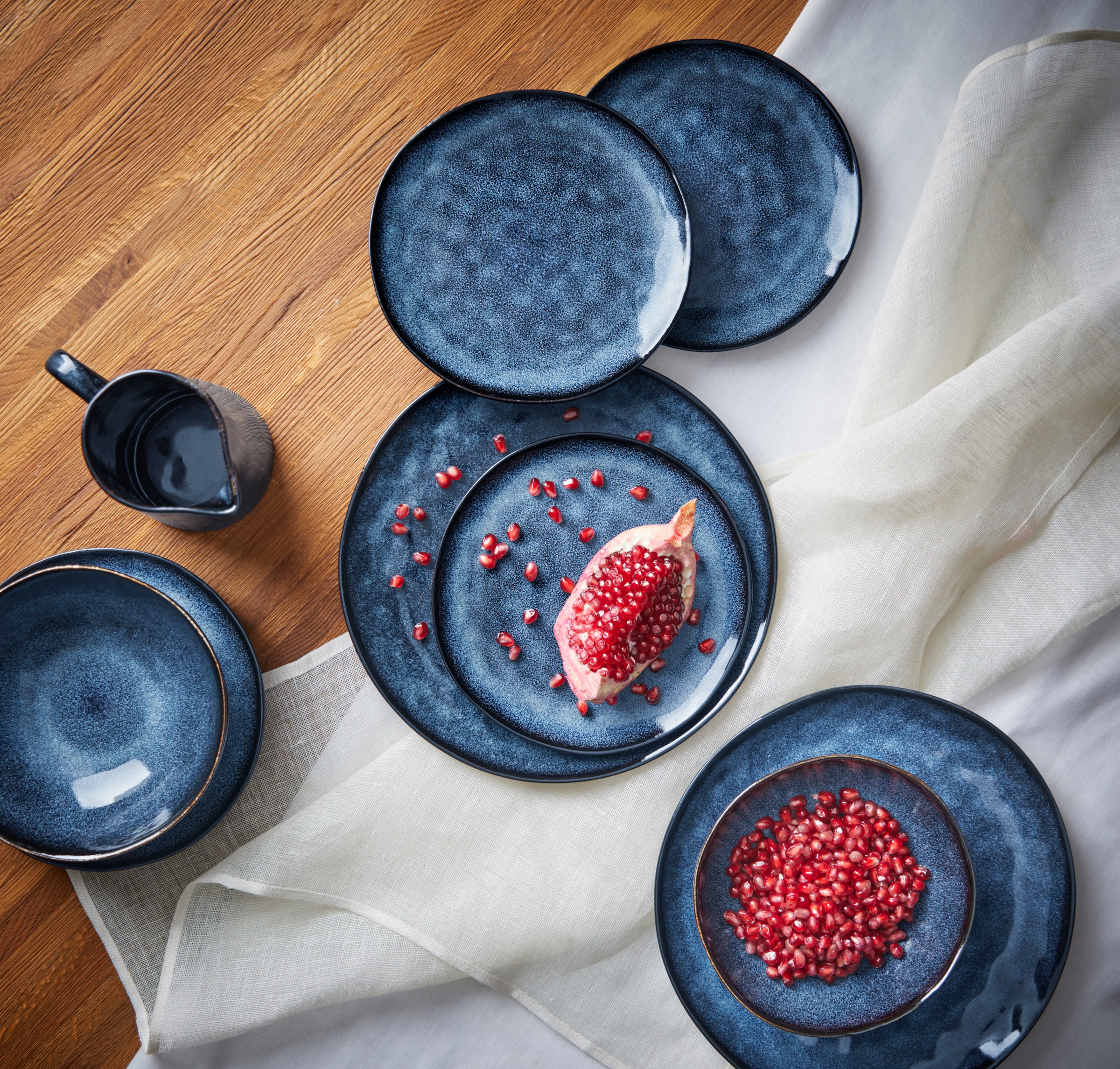 Guido Maria Kretschmer Home&Living Kombiservice »Geschirr-Set, Service Bienveno«, (Set, 12 tlg.), Handmade-Look, jedes Stück ein Unikat, 12 Teile, für 4 Personen