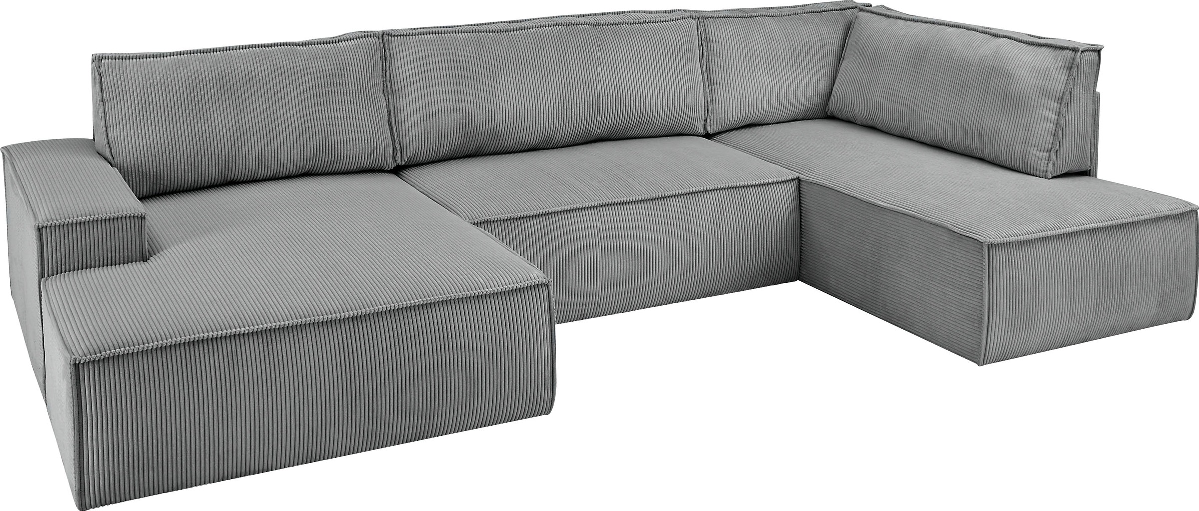 Home affaire Wohnlandschaft »SHERWOOD 329 cm, U-Form, Schlafsofa,«, Schlaffunktion m. Bettkasten (194x139 cm), Cord, Vintage, Samtvelours