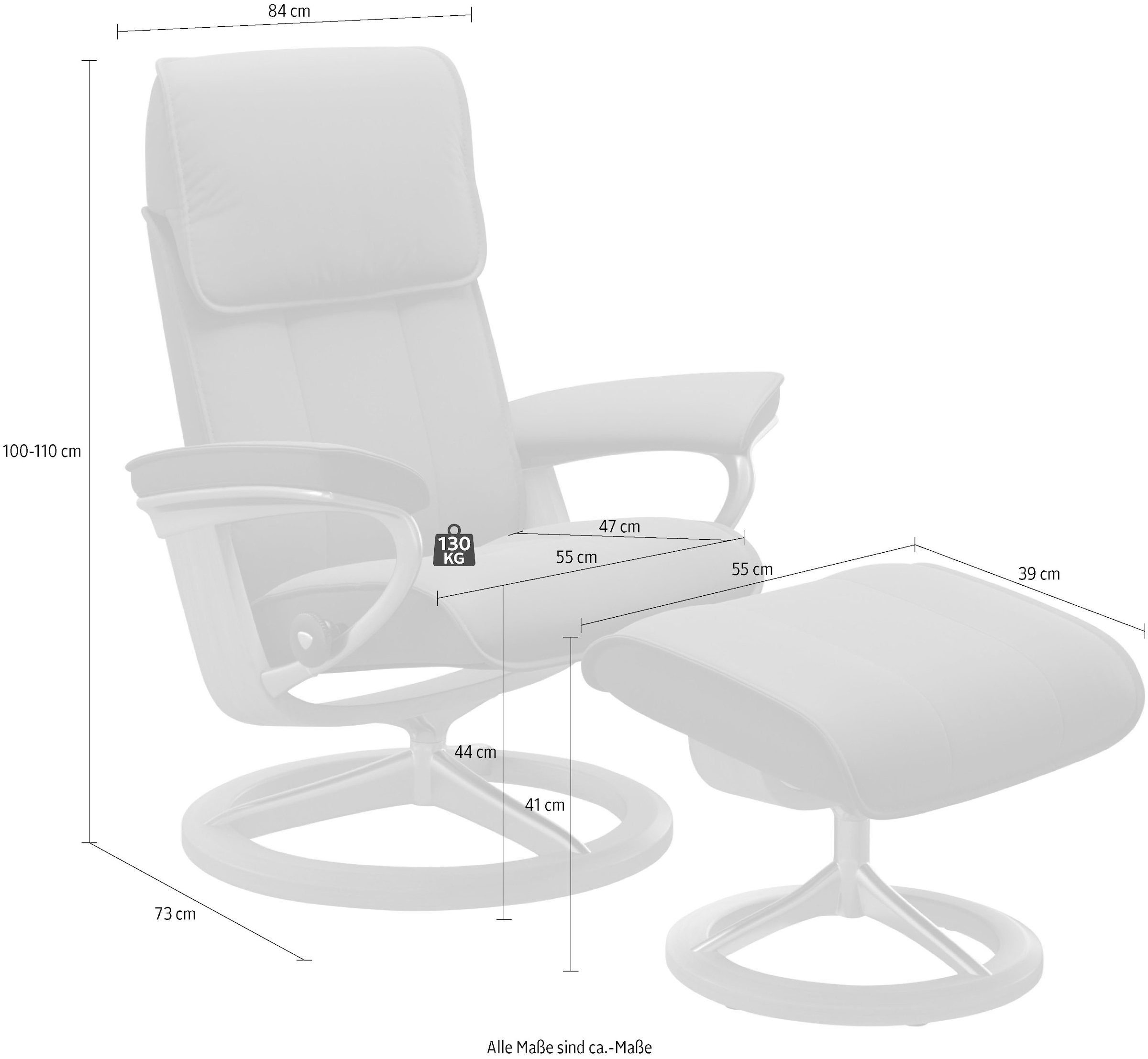 Braun mit Stressless® Rechnung »Admiral«, (Set, & Relaxsessel M Größe bestellen Relaxsessel Hocker), auf inkl. Base, Gestell L, Signature