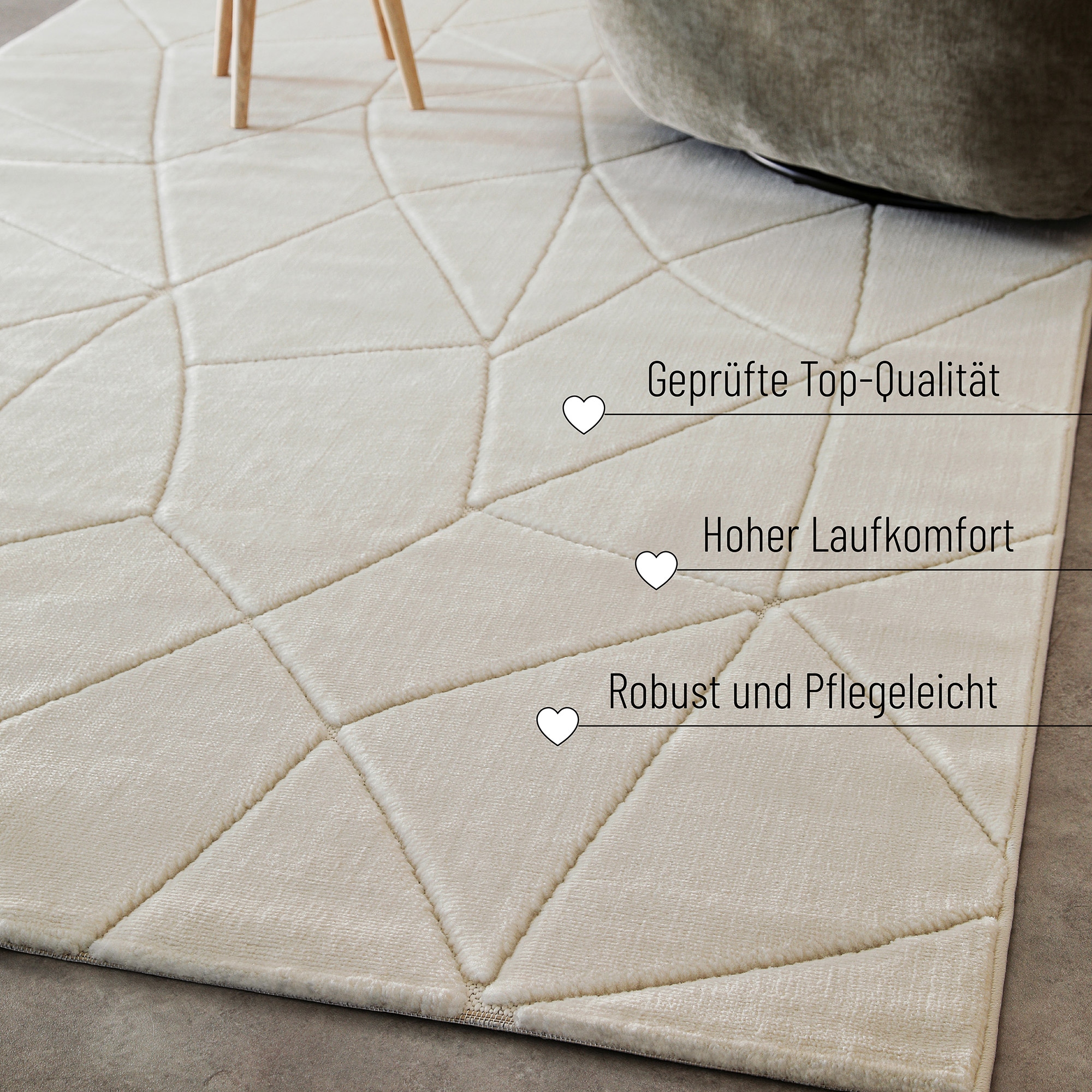 Wecon home Teppich »Unplugged«, rechteckig, 10 mm Höhe, Kurzflor Teppich, gewebt, robust, Wohnzimmer, Schlafzimmer, modern