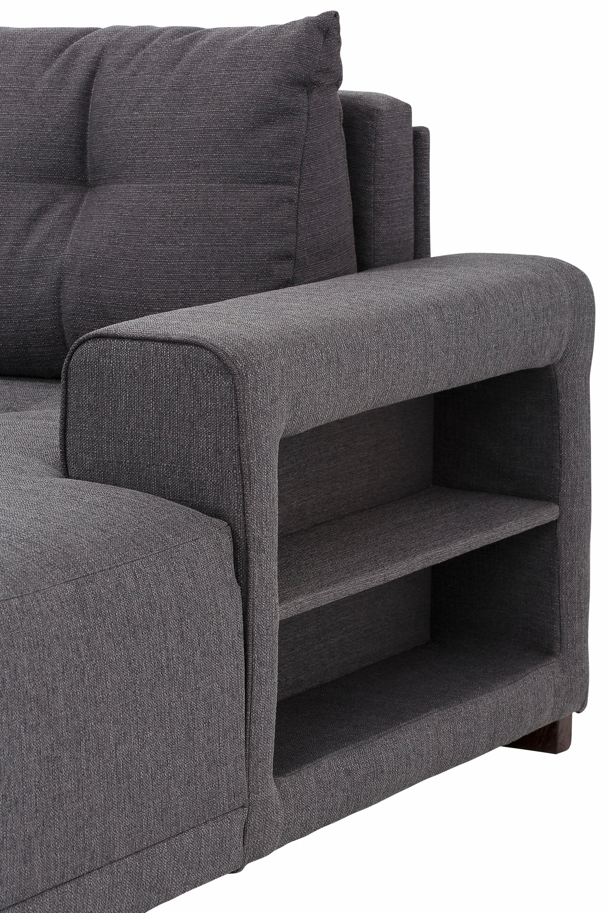 Home affaire Wohnlandschaft »Viborg U-Form«, mit Regal in der Armlehne, wahlweise mit Bettfunktion