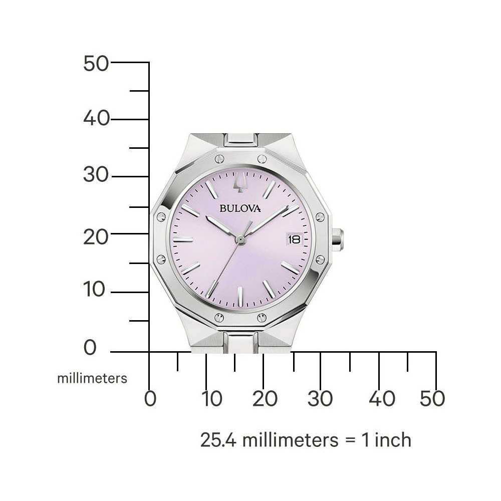 Bulova Quarzuhr Armbanduhr, Damenuhr, Edelstahlarmband, analog, Tag