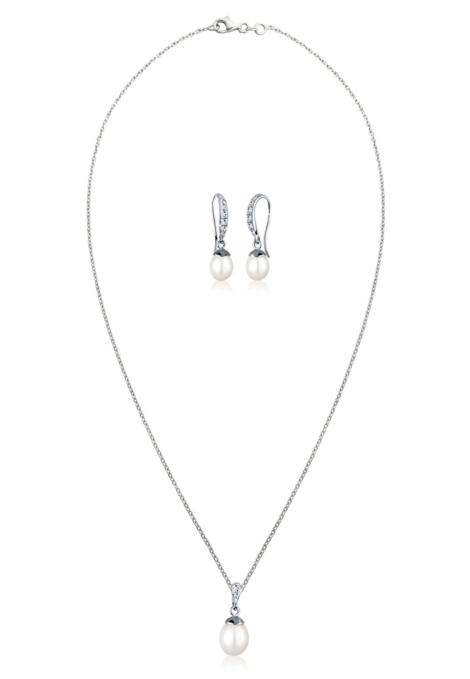 Elli Schmuckset »Elegant Perle Kristalle 925 Silber«